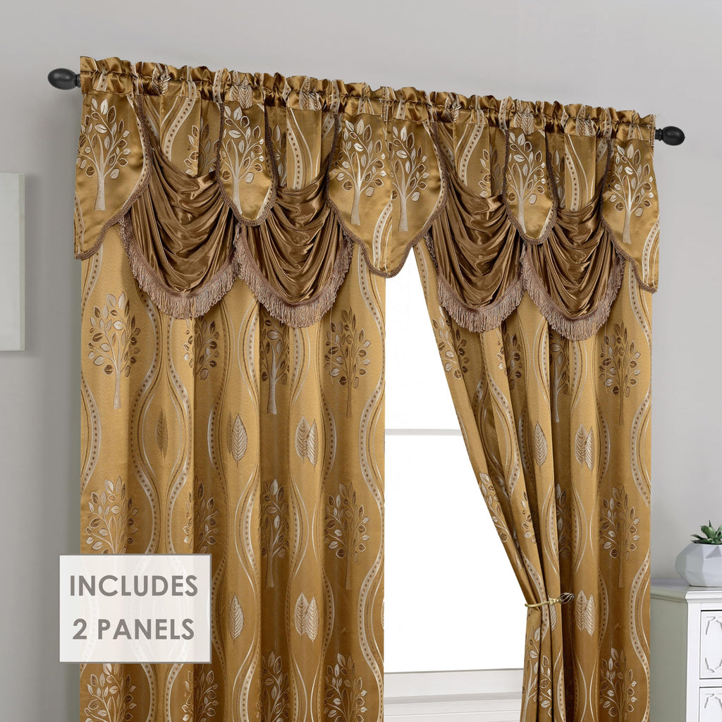 Elegant Comfort Luxurious Beautiful Curtain Panel Set with Attached Valance and Backing 54" X 84 inch (Set of 2), Navy Blue