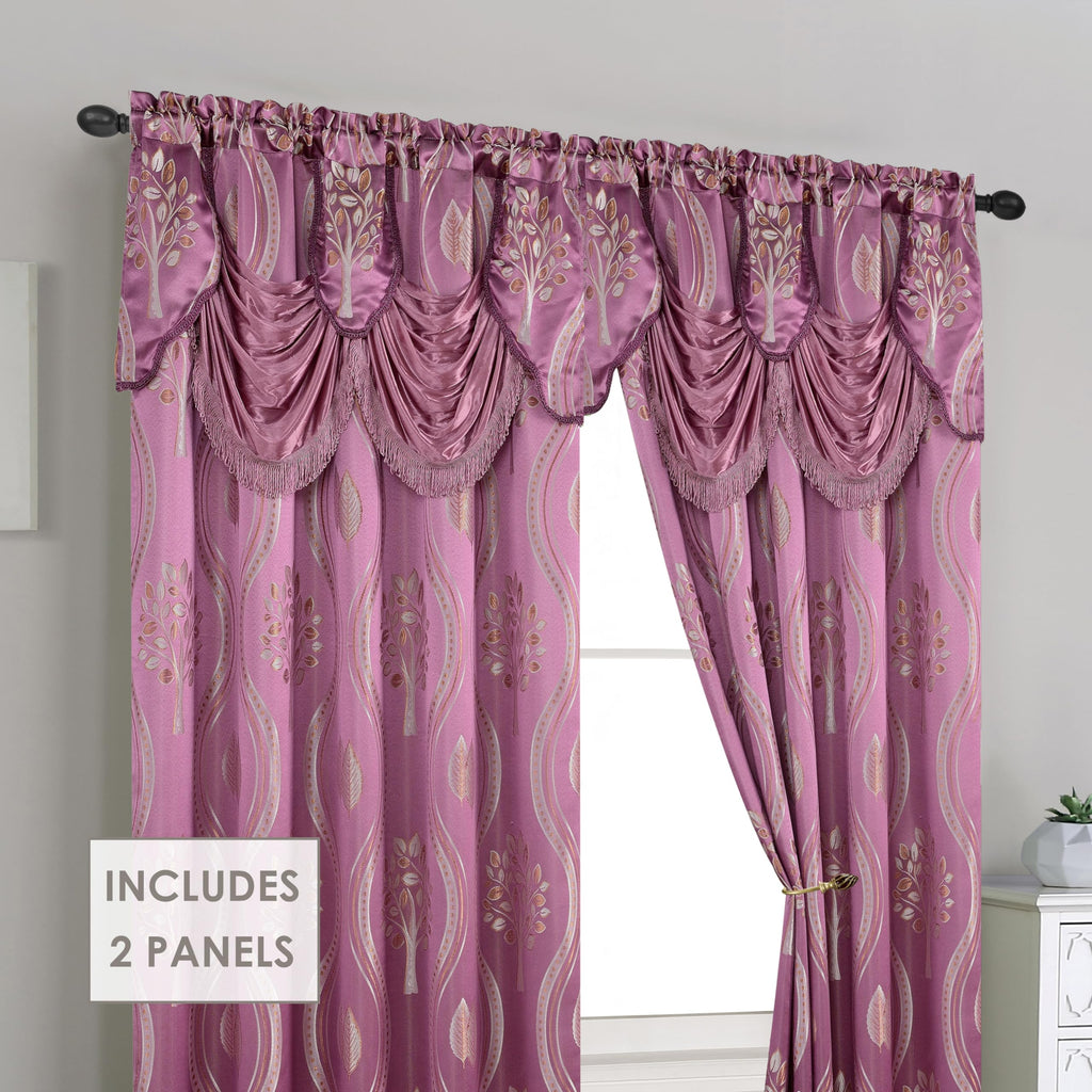 Elegant Comfort Luxurious Beautiful Curtain Panel Set with Attached Valance and Backing 54" X 84 inch (Set of 2), Navy Blue