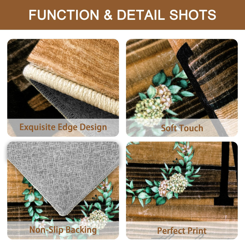 Tritard 100% Non Slip Kitchen Mats for Floor Washable Kitchen Rugs Sets of 3 Farmhouse Kitchen Runner Rug Soft Rustic Kitchen Floor Carpet for Hallway, Laundry, Sink, Office, Brown