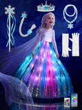 Princess Costume for Girls, RGB Light Up Princess Dress up Birthday Syncs Music App Control, Halloween costume 3-9