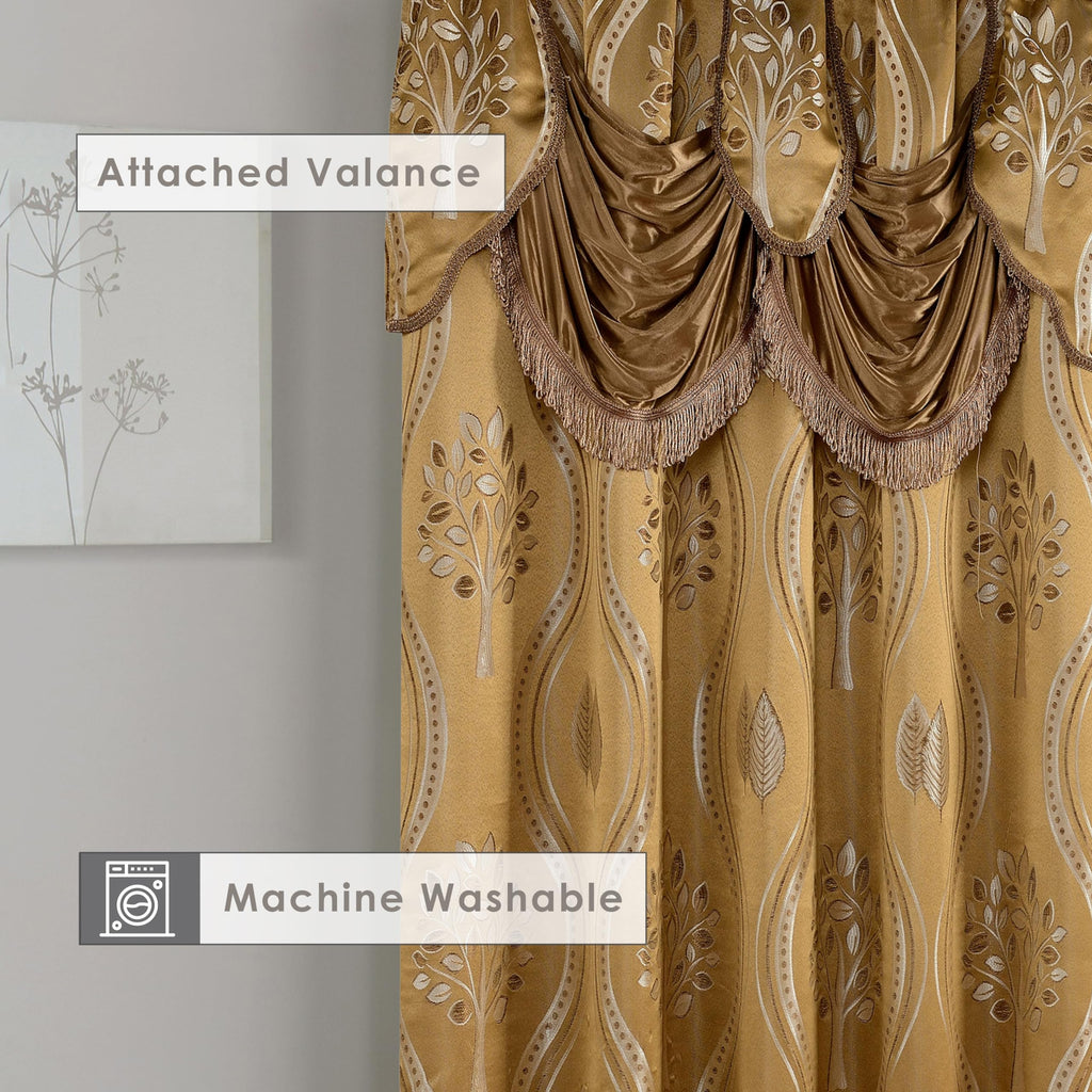 Elegant Comfort Luxurious Beautiful Curtain Panel Set with Attached Valance and Backing 54" X 84 inch (Set of 2), Navy Blue