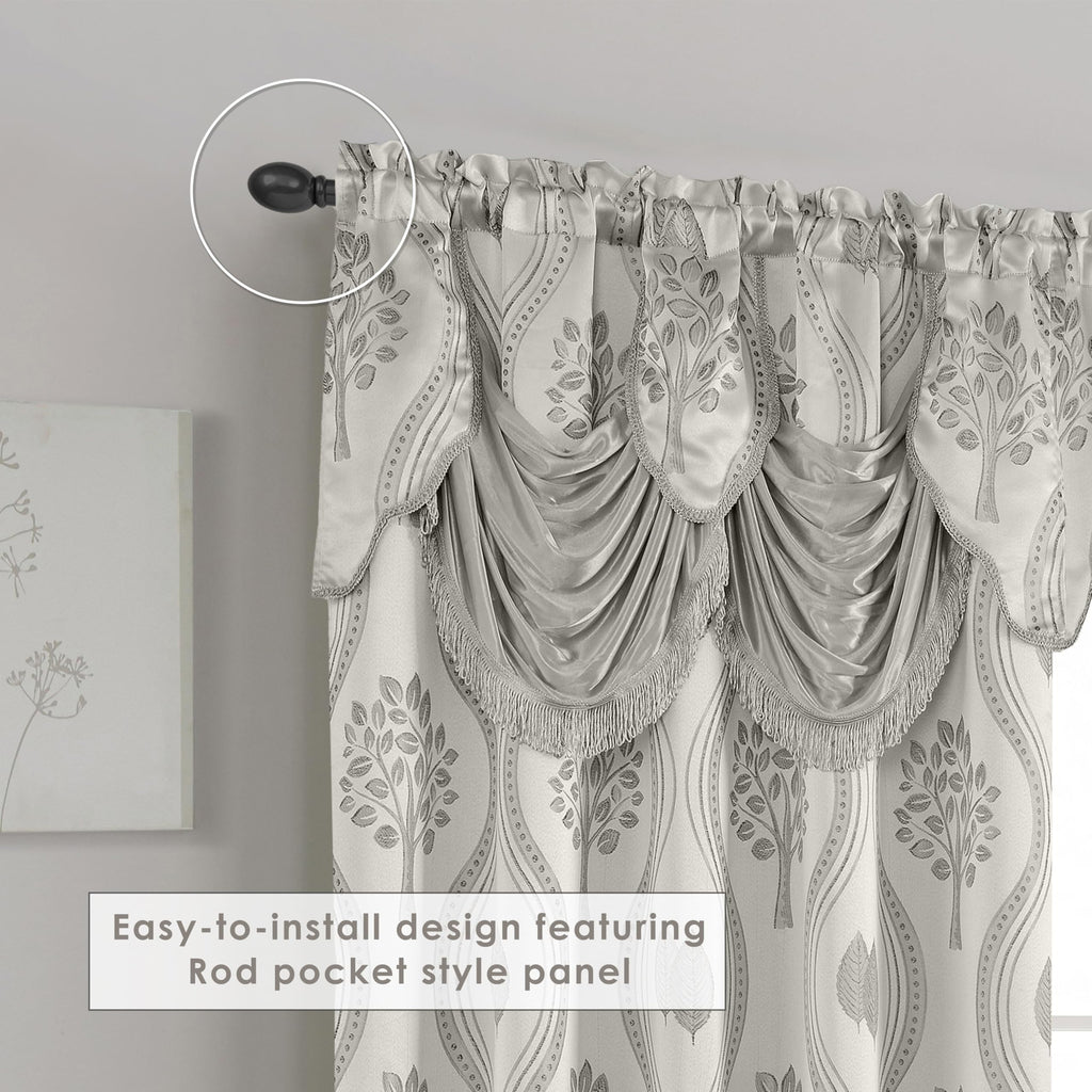 Elegant Comfort Luxurious Beautiful Curtain Panel Set with Attached Valance and Backing 54" X 84 inch (Set of 2), Navy Blue