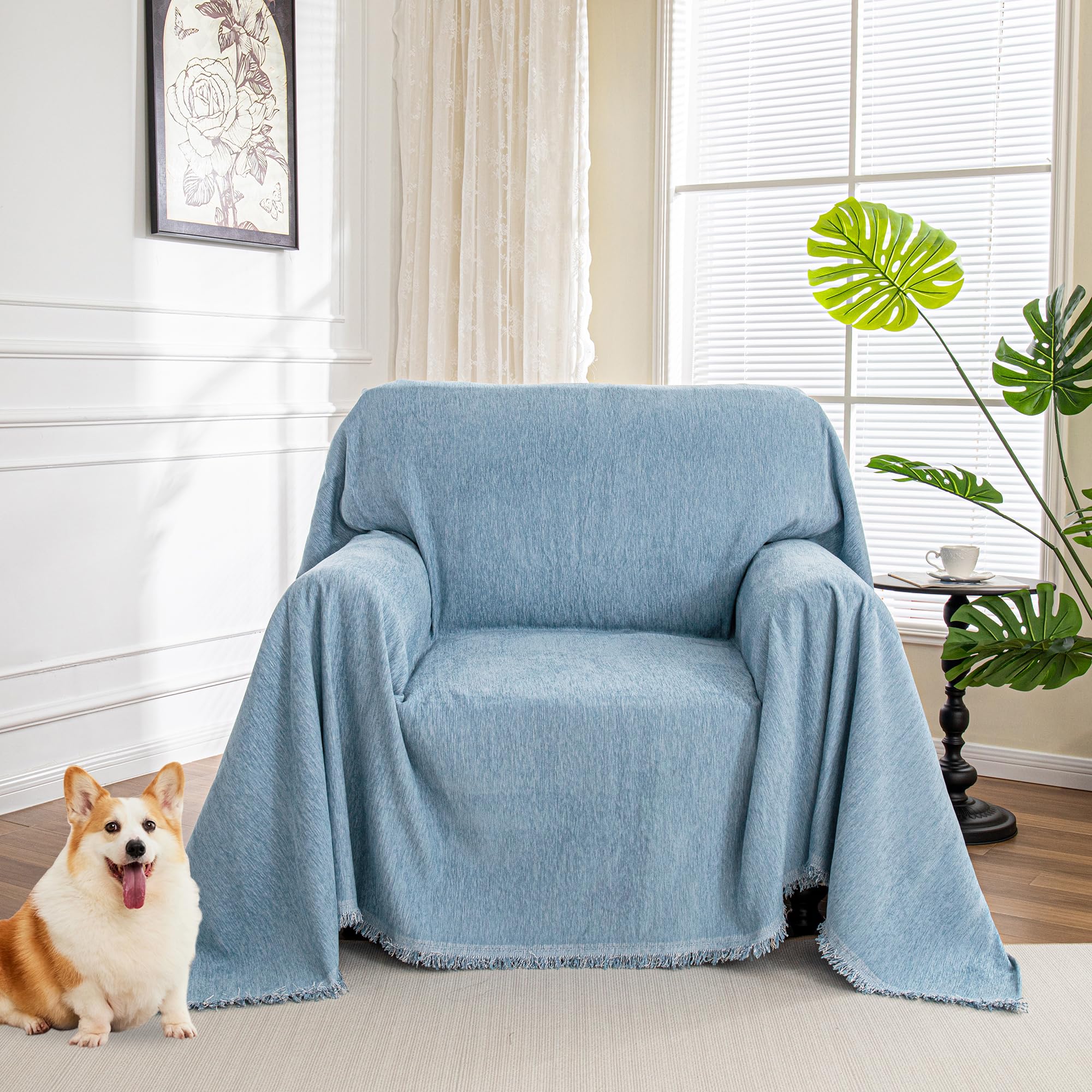 MYSKY HOME Boho Couch Cover Super Soft Couch Covers for 2-3 Cushion Couch Sofa, Modern Grey Jacquard Sofa Slipcover Loveseat Futon Cover, Couch Covers for Sectional Sofa, 71" x 118", Grey Curve