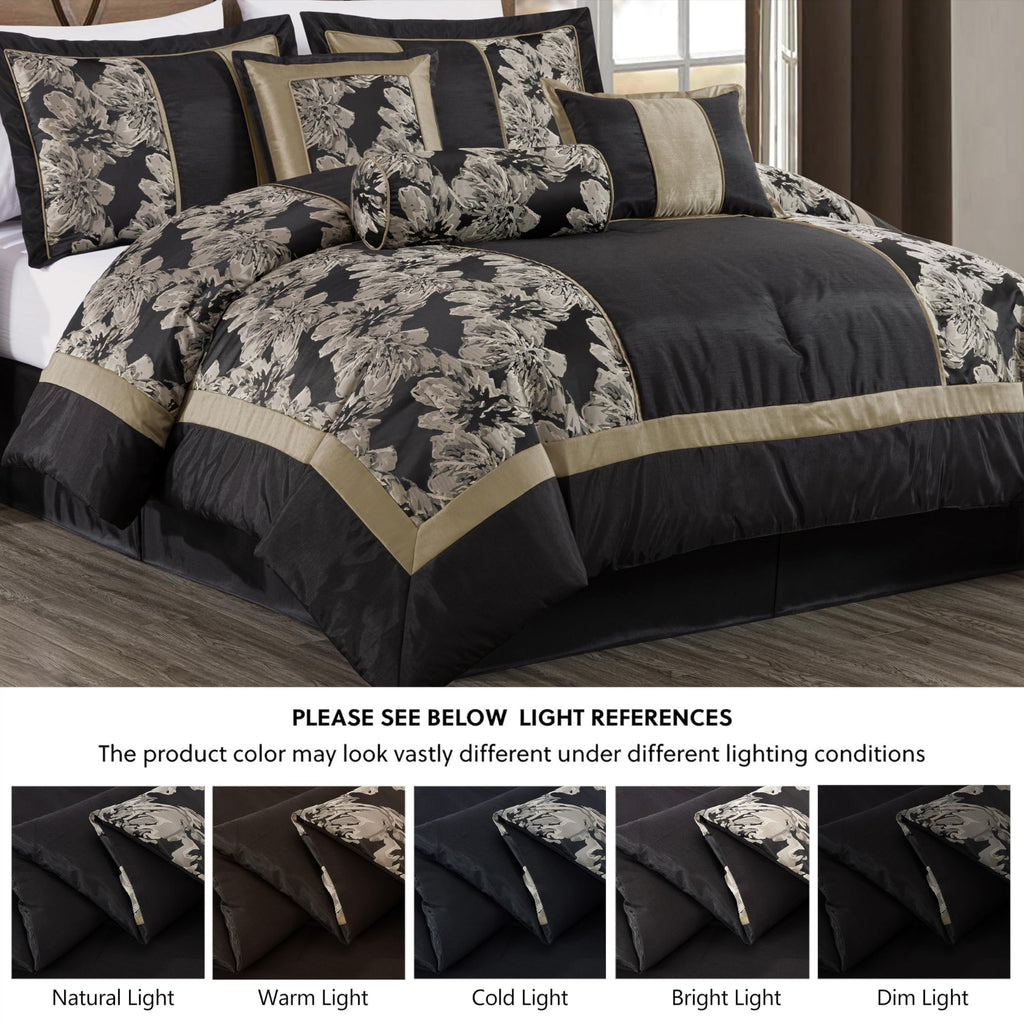 Chezmoi Collection Adelle 7-Piece Paisley Jacquard Embroidered Comforter Bedding Set, King Size