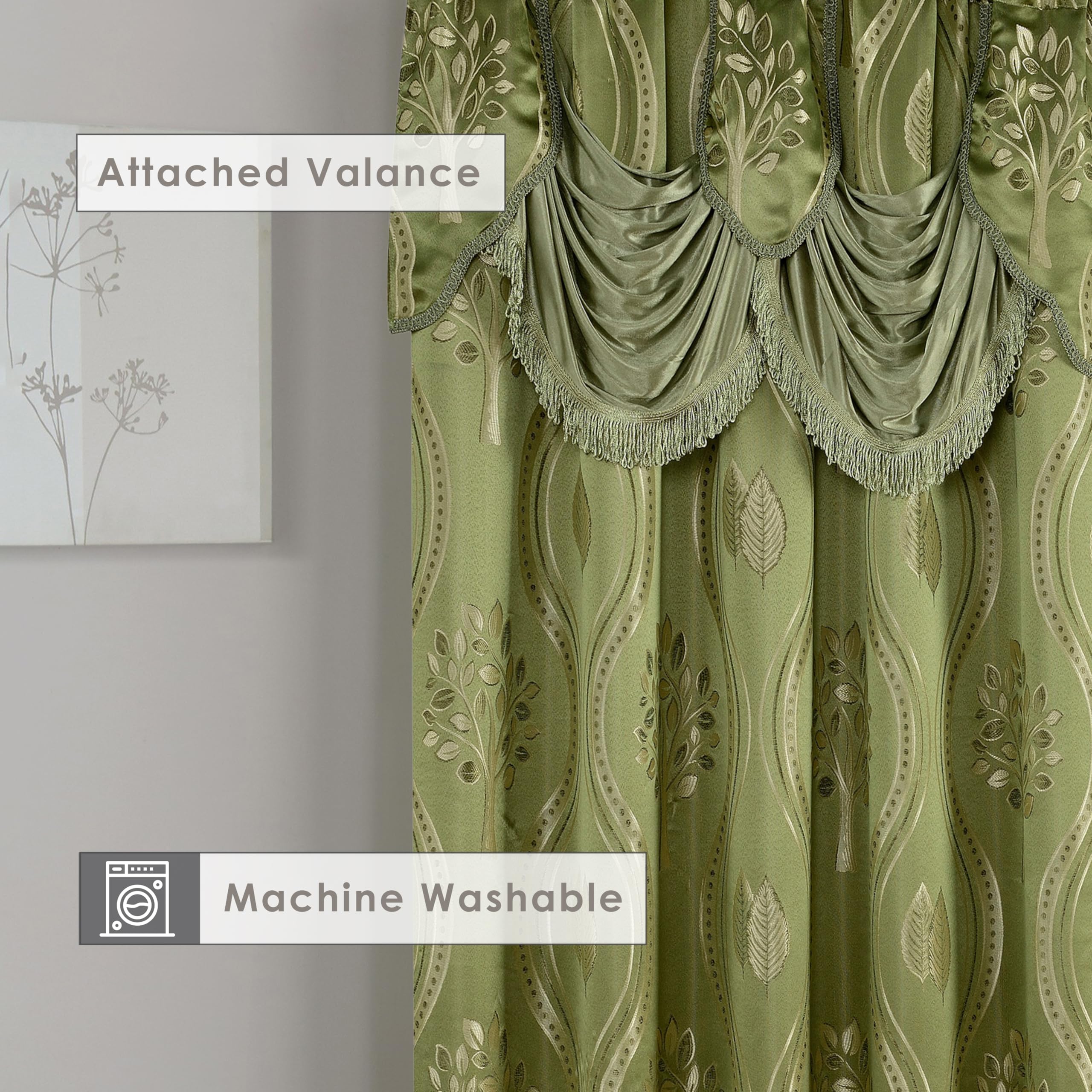 Elegant Comfort Luxurious Beautiful Curtain Panel Set with Attached Valance and Backing 54" X 84 inch (Set of 2), Navy Blue