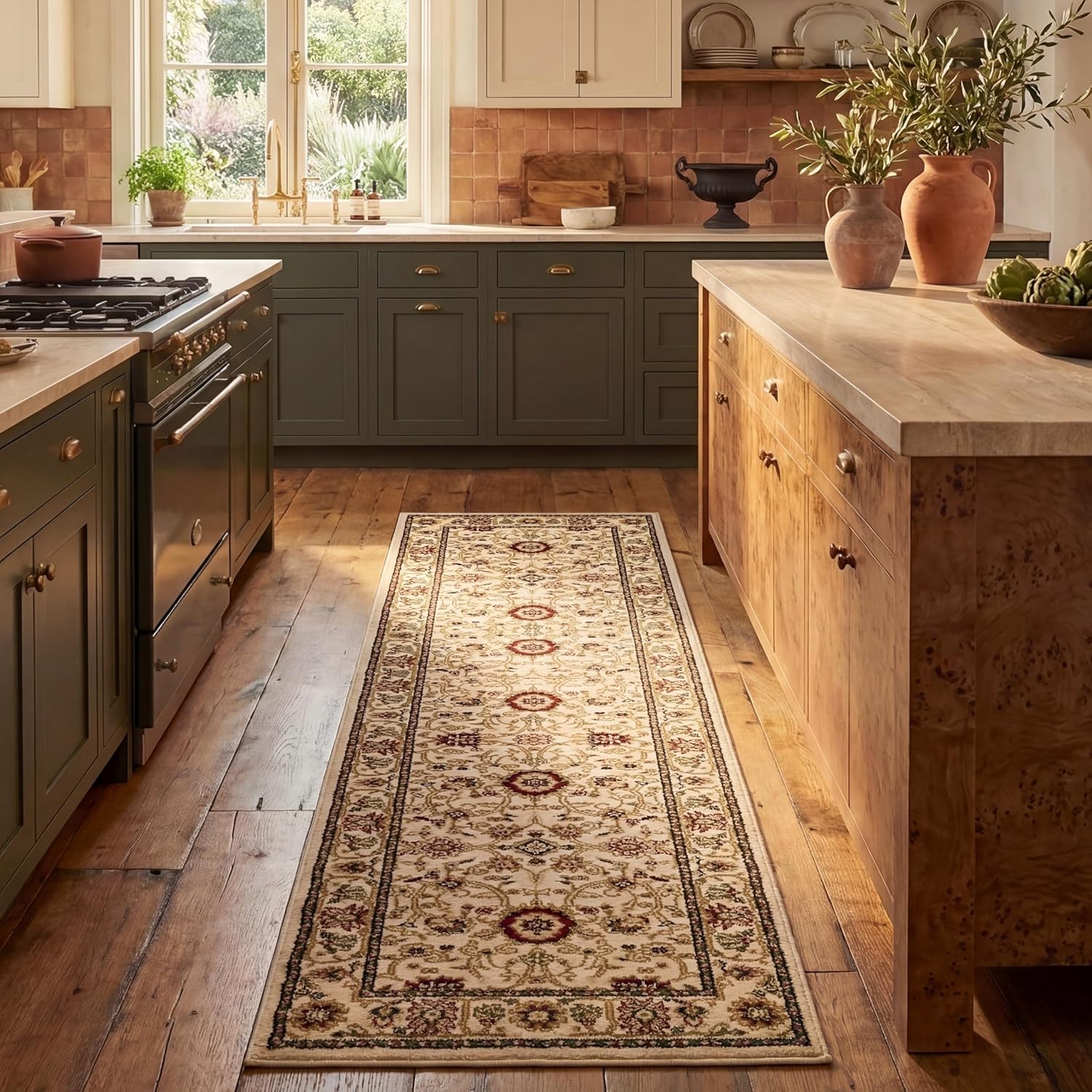 SAFAVIEH Lyndhurst Collection Area Rug - 5'3" x 7'6", Ivory & Red, Traditional Oriental Design, Non-Shedding & Easy Care, Ideal for High Traffic Areas in Living Room, Bedroom (LNH212K)