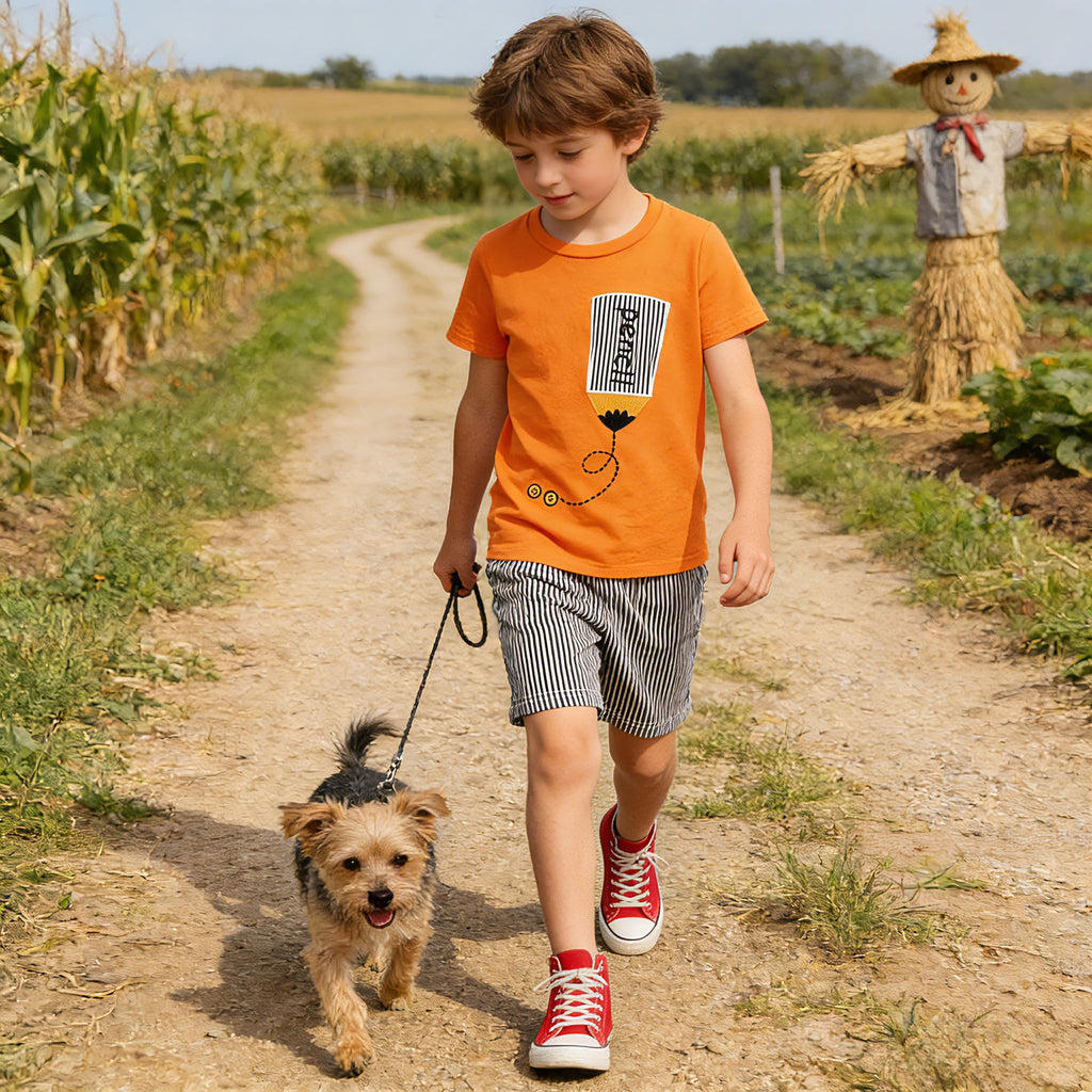 Kids Tween Boy Casual Clothing Set Letter Graphic Colorblock Tee +Shorts Summer Clothing Set 4-14 Years