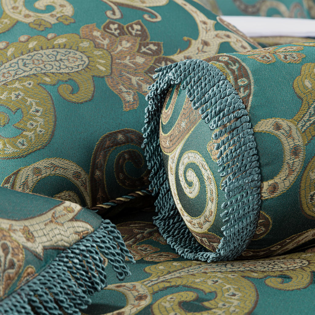 Chezmoi Collection Adelle 7-Piece Paisley Jacquard Embroidered Comforter Bedding Set, King Size