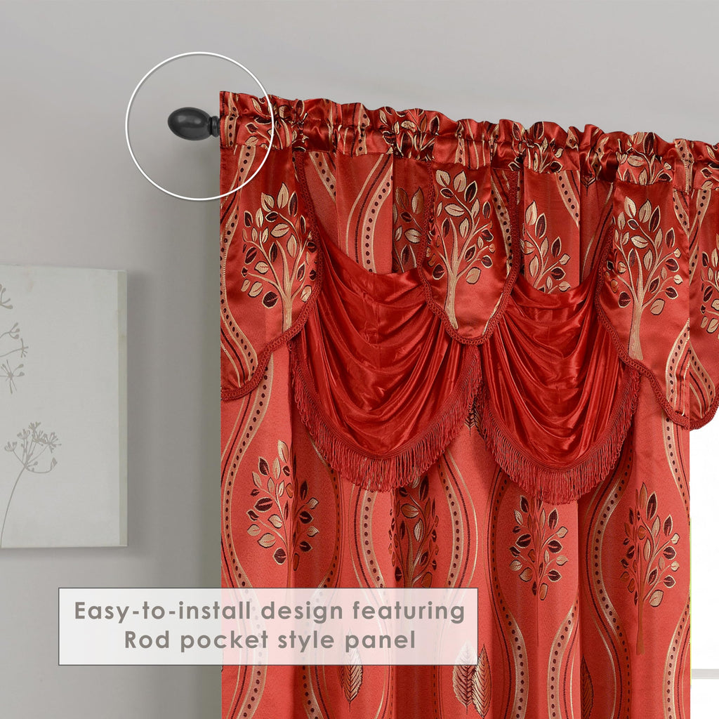 Elegant Comfort Luxurious Beautiful Curtain Panel Set with Attached Valance and Backing 54" X 84 inch (Set of 2), Navy Blue