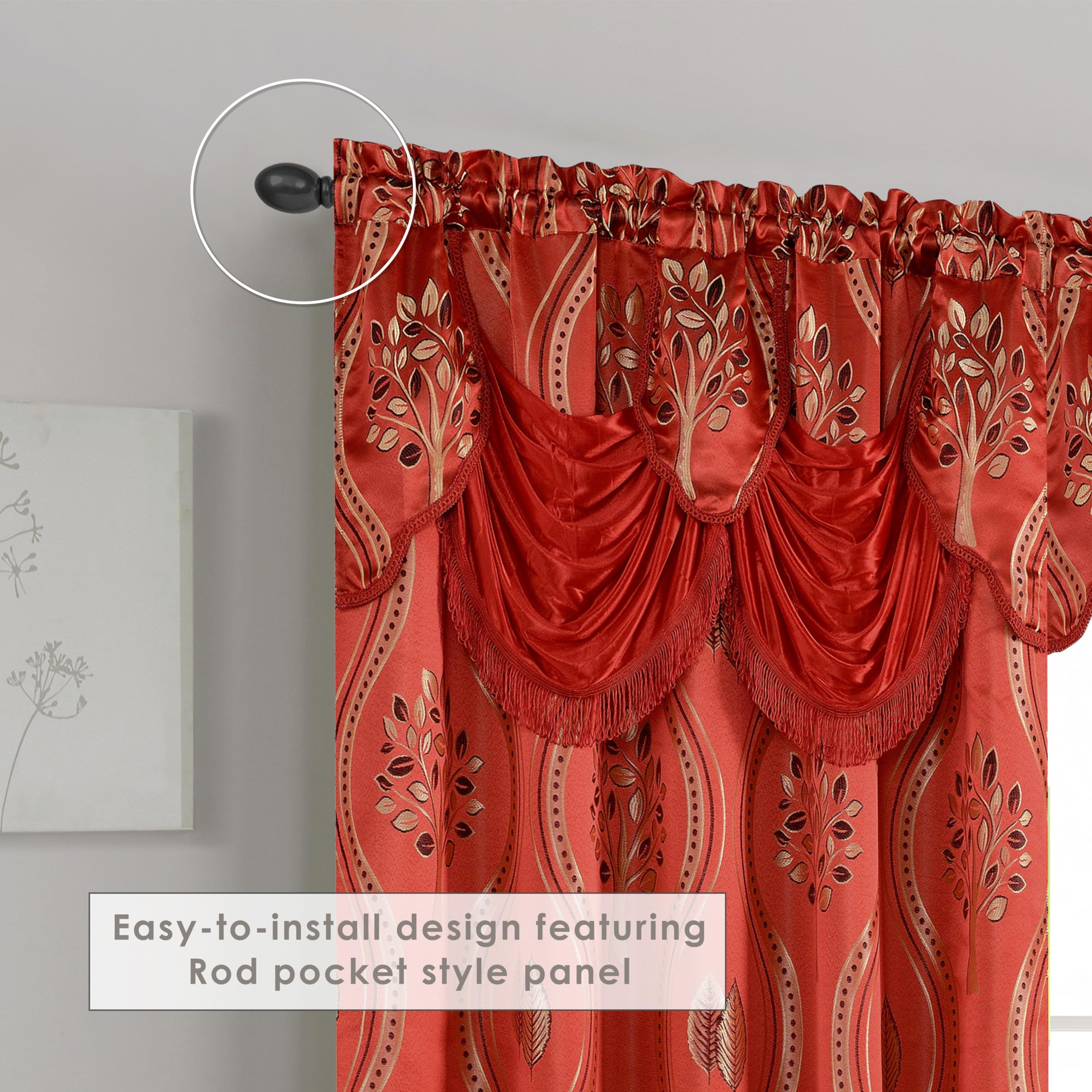 Elegant Comfort Luxurious Beautiful Curtain Panel Set with Attached Valance and Backing 54" X 84 inch (Set of 2), Navy Blue