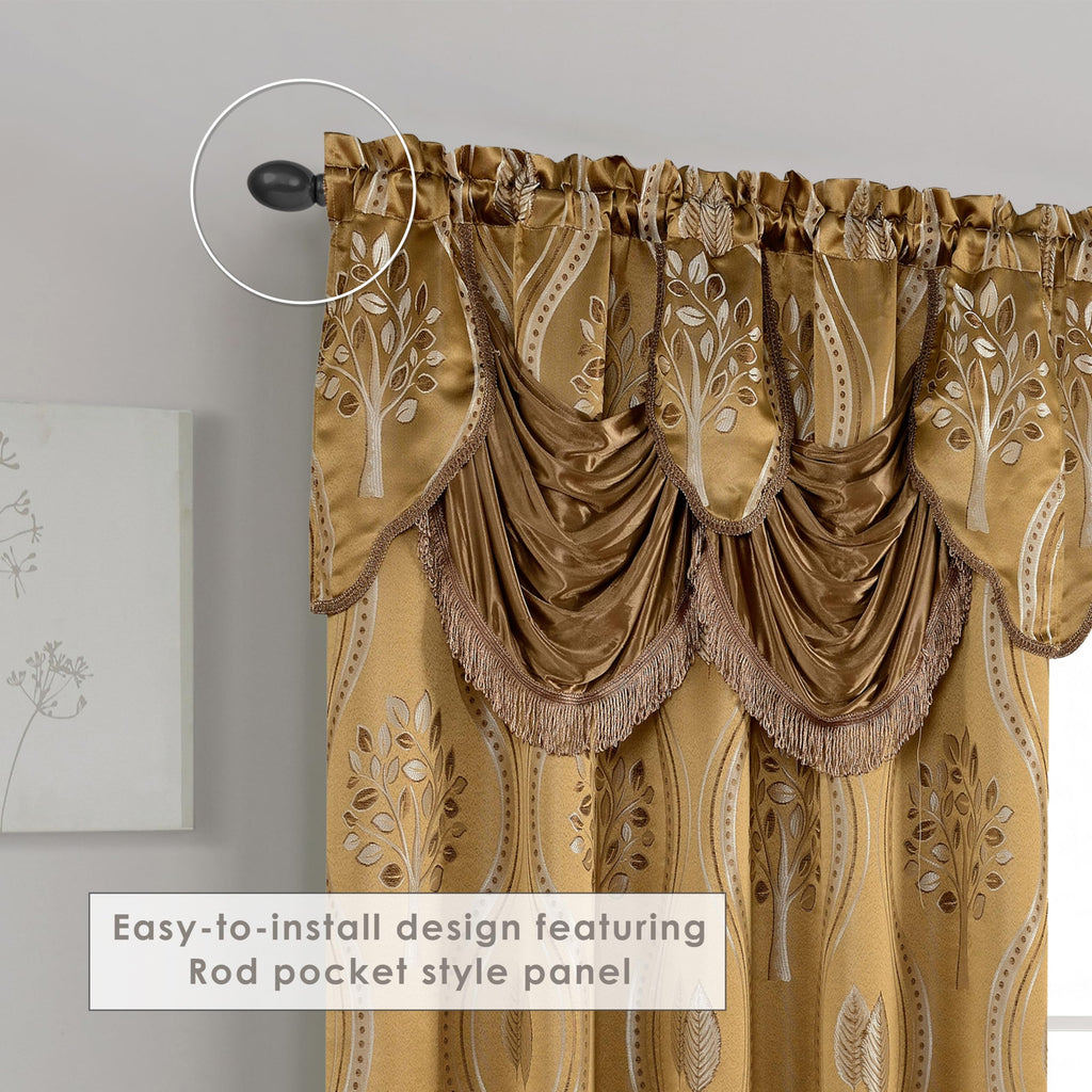 Elegant Comfort Luxurious Beautiful Curtain Panel Set with Attached Valance and Backing 54" X 84 inch (Set of 2), Navy Blue