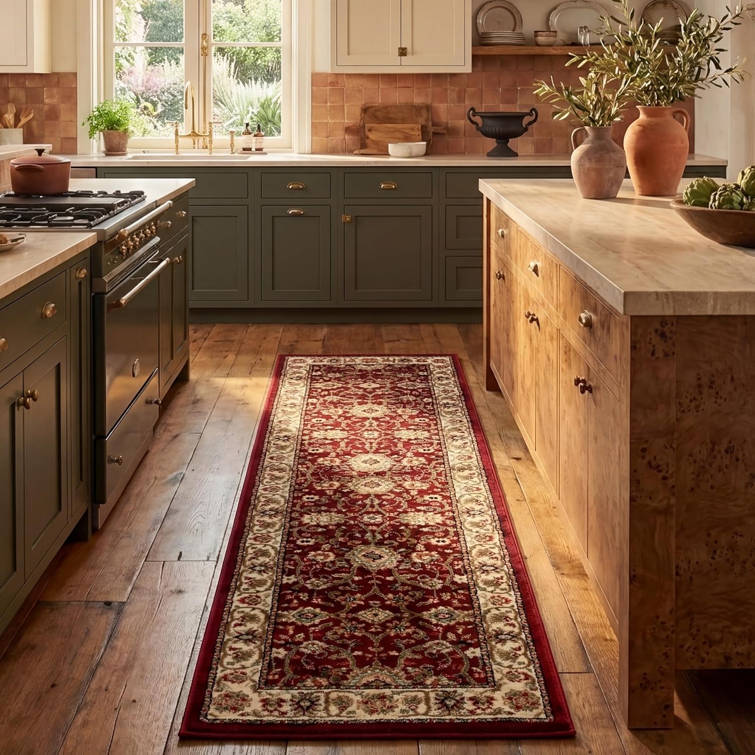 SAFAVIEH Lyndhurst Collection Area Rug - 5'3" x 7'6", Ivory & Red, Traditional Oriental Design, Non-Shedding & Easy Care, Ideal for High Traffic Areas in Living Room, Bedroom (LNH212K)