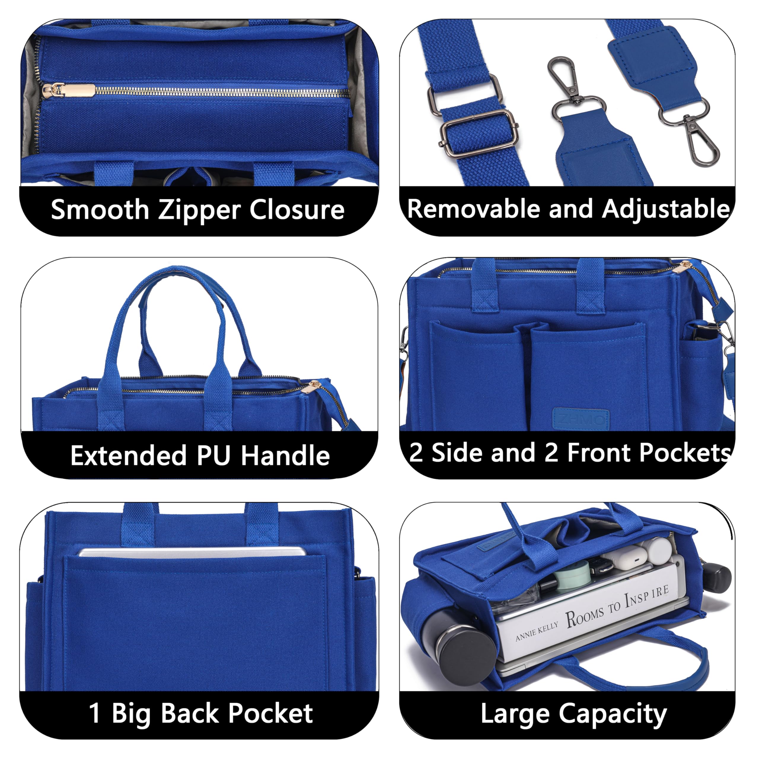 ZHMO Canvas Tote Bag for Women,Women's Bags Crossbody Bags Work Laptop Tote Bag Large Handbags Purse for Travel Nurse Teacher