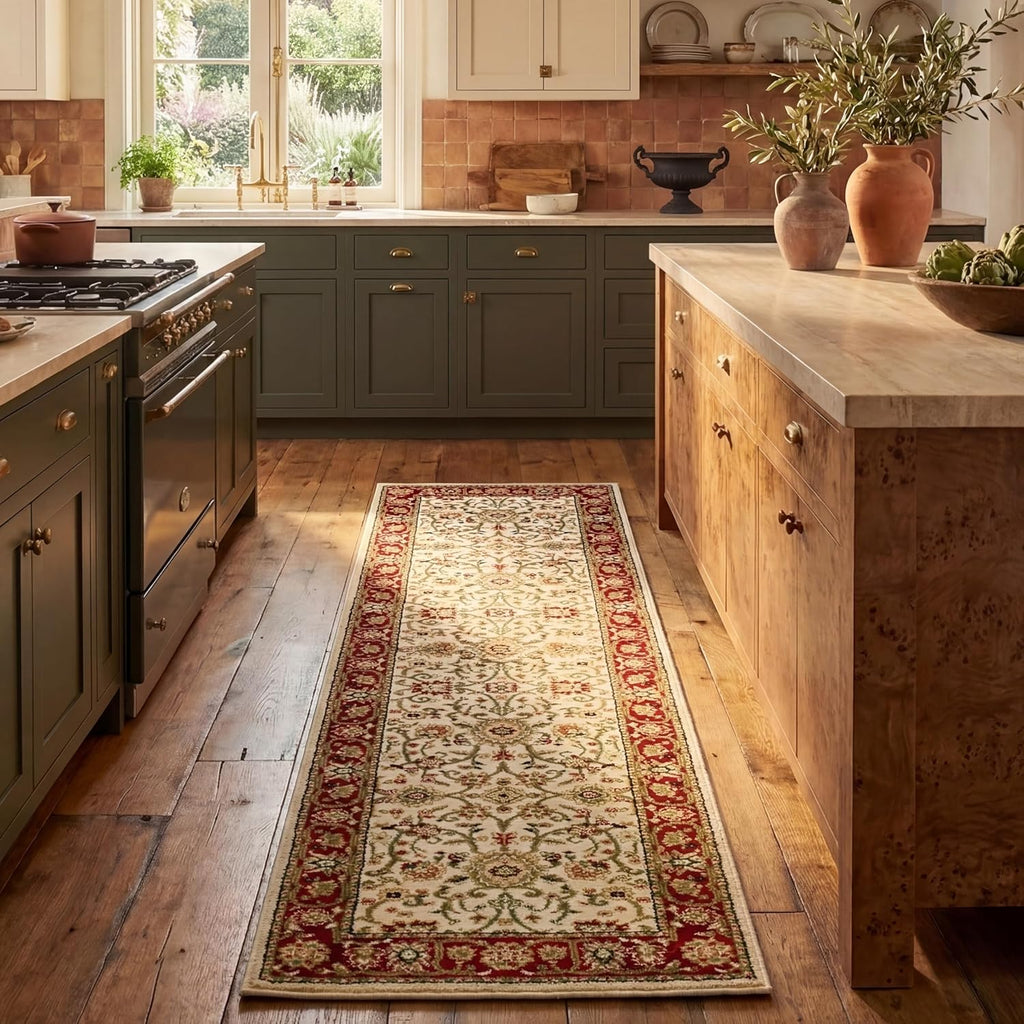 SAFAVIEH Lyndhurst Collection Area Rug - 5'3" x 7'6", Ivory & Red, Traditional Oriental Design, Non-Shedding & Easy Care, Ideal for High Traffic Areas in Living Room, Bedroom (LNH212K)