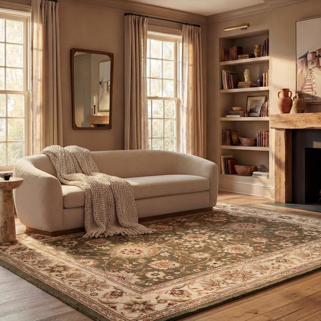 SAFAVIEH Lyndhurst Collection Area Rug - 5'3" x 7'6", Ivory & Red, Traditional Oriental Design, Non-Shedding & Easy Care, Ideal for High Traffic Areas in Living Room, Bedroom (LNH212K)