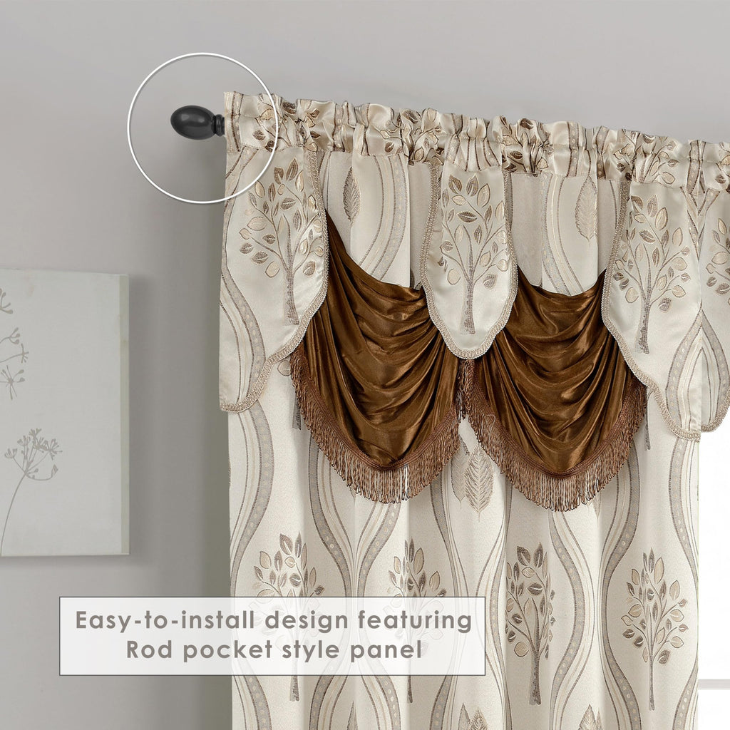 Elegant Comfort Luxurious Beautiful Curtain Panel Set with Attached Valance and Backing 54" X 84 inch (Set of 2), Navy Blue