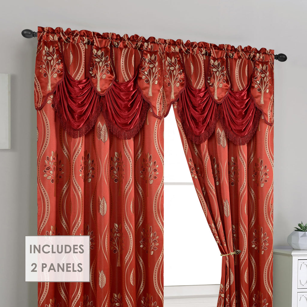 Elegant Comfort Luxurious Beautiful Curtain Panel Set with Attached Valance and Backing 54" X 84 inch (Set of 2), Navy Blue