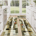Tritard 100% Non Slip Kitchen Mats for Floor Washable Kitchen Rugs Sets of 3 Farmhouse Kitchen Runner Rug Soft Rustic Kitchen Floor Carpet for Hallway, Laundry, Sink, Office, Brown