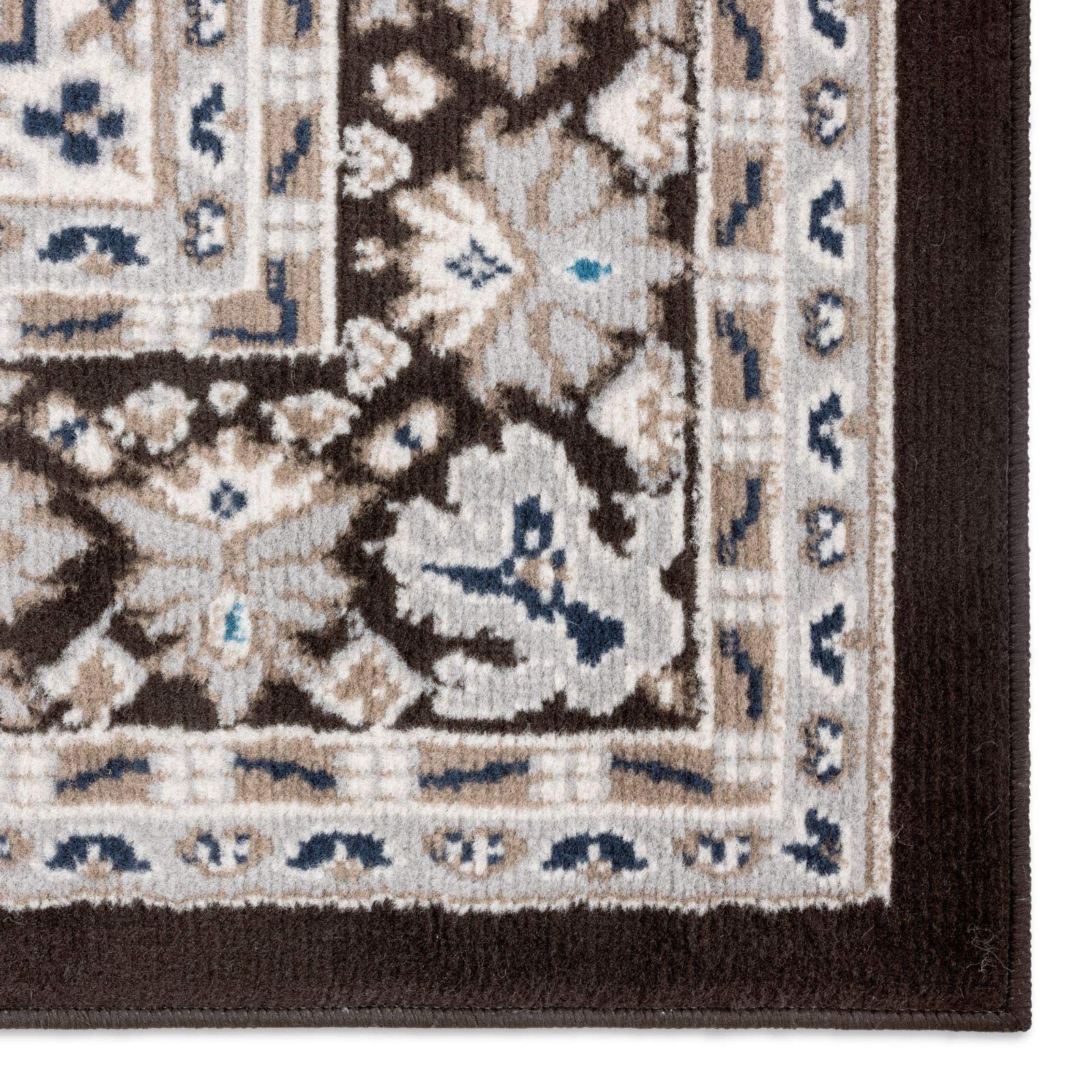 Home Dynamix Premium Sakarya Traditional Medallion Border Area Rug, Black, 21"x35" Rectangle