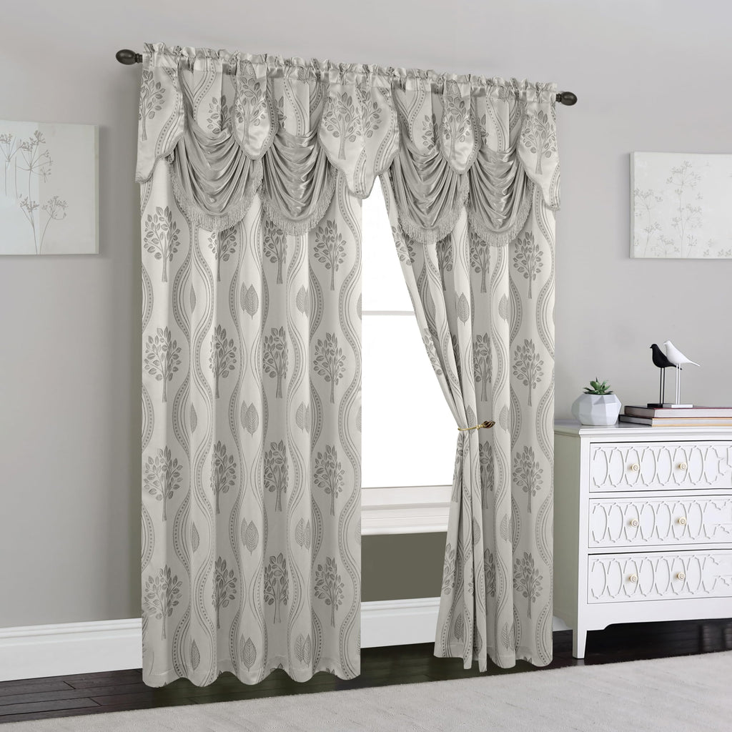 Elegant Comfort Luxurious Beautiful Curtain Panel Set with Attached Valance and Backing 54" X 84 inch (Set of 2), Navy Blue