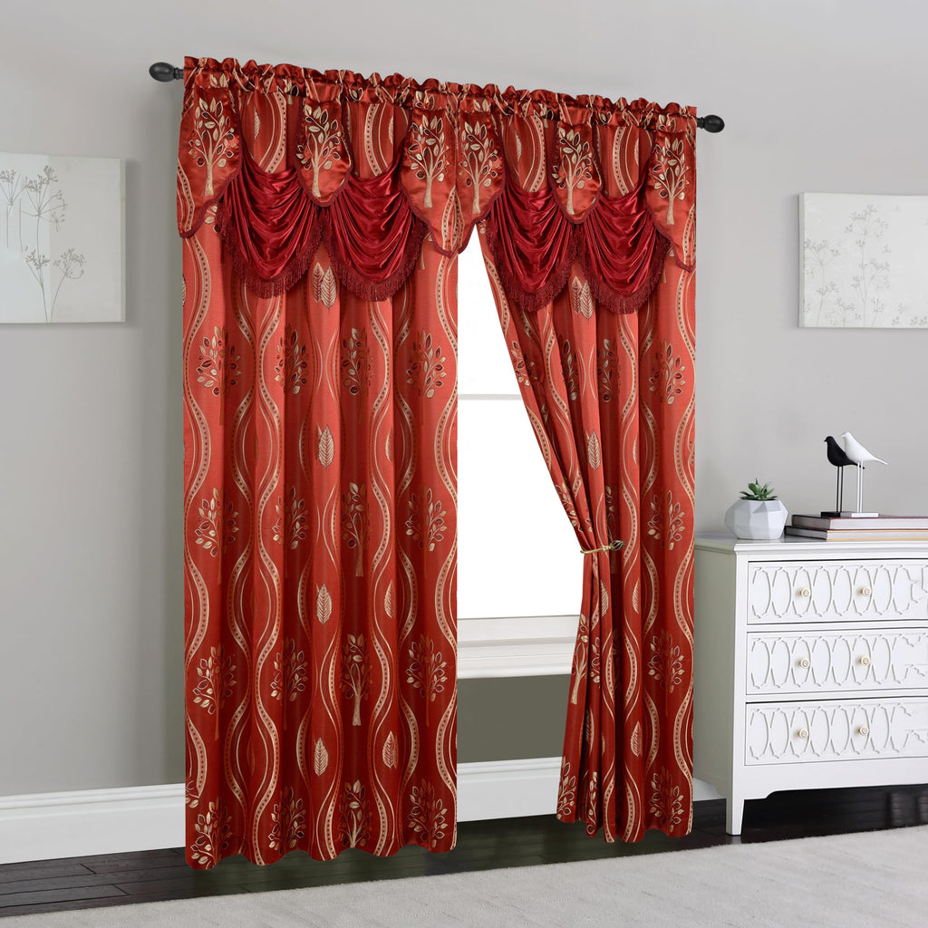Elegant Comfort Luxurious Beautiful Curtain Panel Set with Attached Valance and Backing 54" X 84 inch (Set of 2), Navy Blue