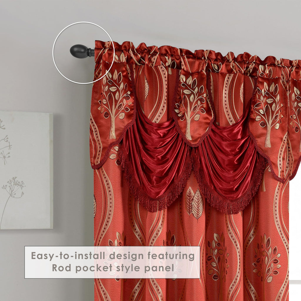 Elegant Comfort Luxurious Beautiful Curtain Panel Set with Attached Valance and Backing 54" X 84 inch (Set of 2), Navy Blue