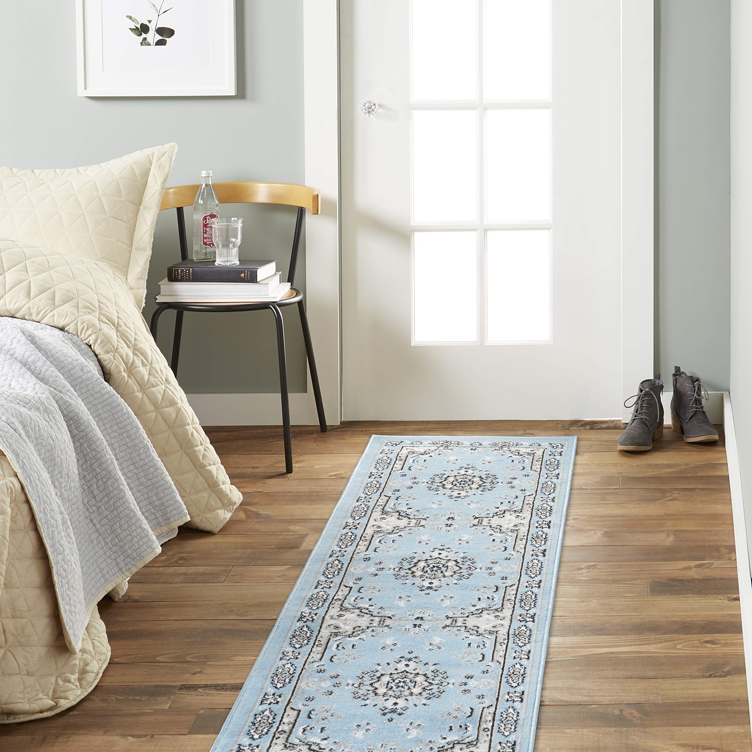 Home Dynamix Premium Sakarya Traditional Medallion Border Area Rug, Black, 21"x35" Rectangle