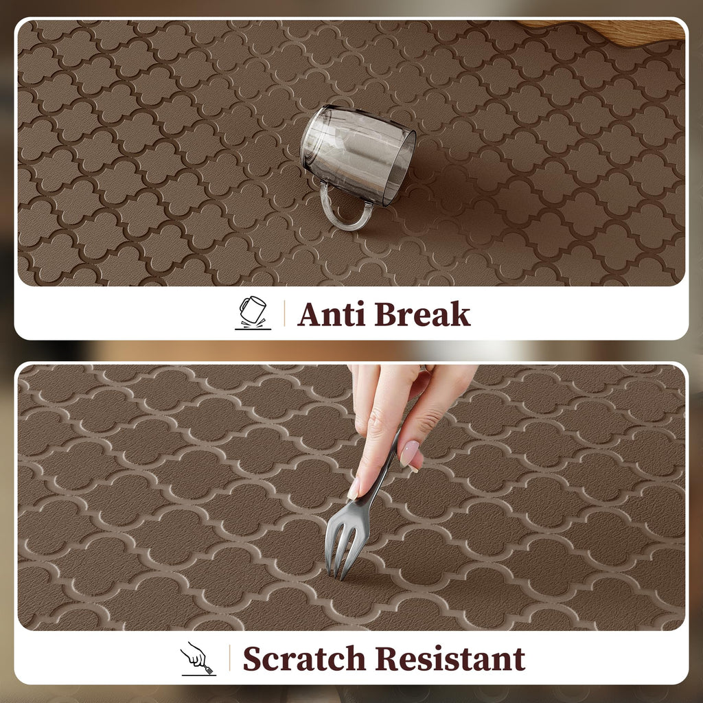 Arenarug Upgrade Scalloped Embossed Kitchen Mats for Floor 2PCS Cushioned Anti Fatigue Waterproof Foam Kitchen Rugs Non Slip Washable Comfort Standing Mat for Office Sink Laundry, Black