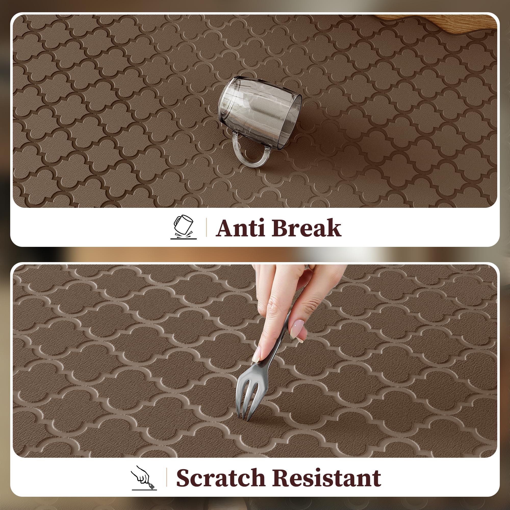 Arenarug Upgrade Scalloped Embossed Kitchen Mats for Floor 2PCS Cushioned Anti Fatigue Waterproof Foam Kitchen Rugs Non Slip Washable Comfort Standing Mat for Office Sink Laundry, Black