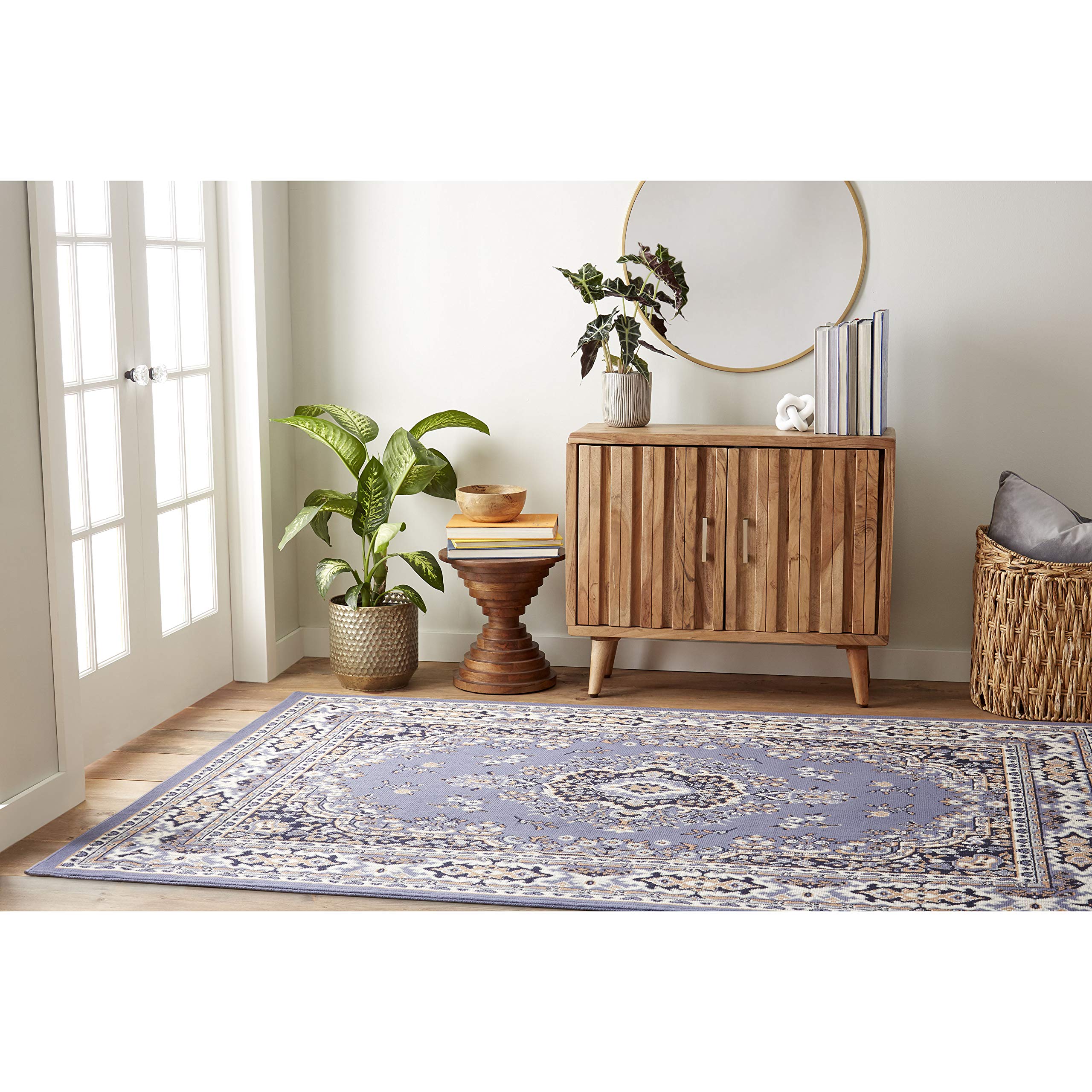 Home Dynamix Premium Sakarya Traditional Medallion Border Area Rug, Black, 21"x35" Rectangle