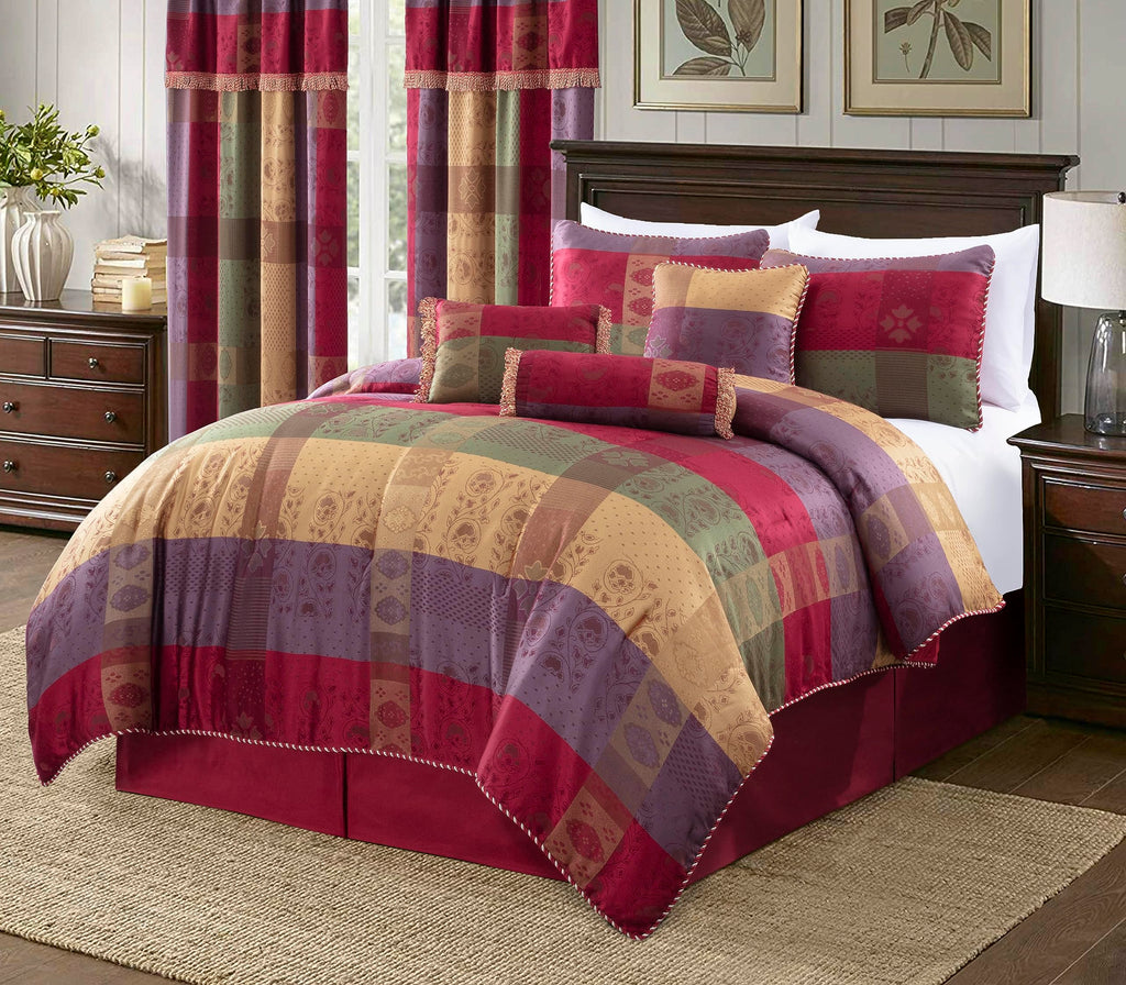 Chezmoi Collection Adelle 7-Piece Paisley Jacquard Embroidered Comforter Bedding Set, King Size