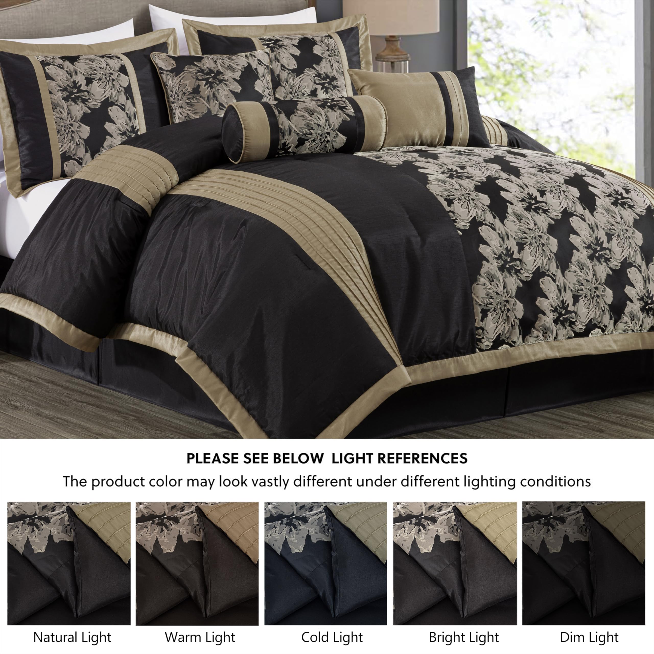 Chezmoi Collection Adelle 7-Piece Paisley Jacquard Embroidered Comforter Bedding Set, King Size