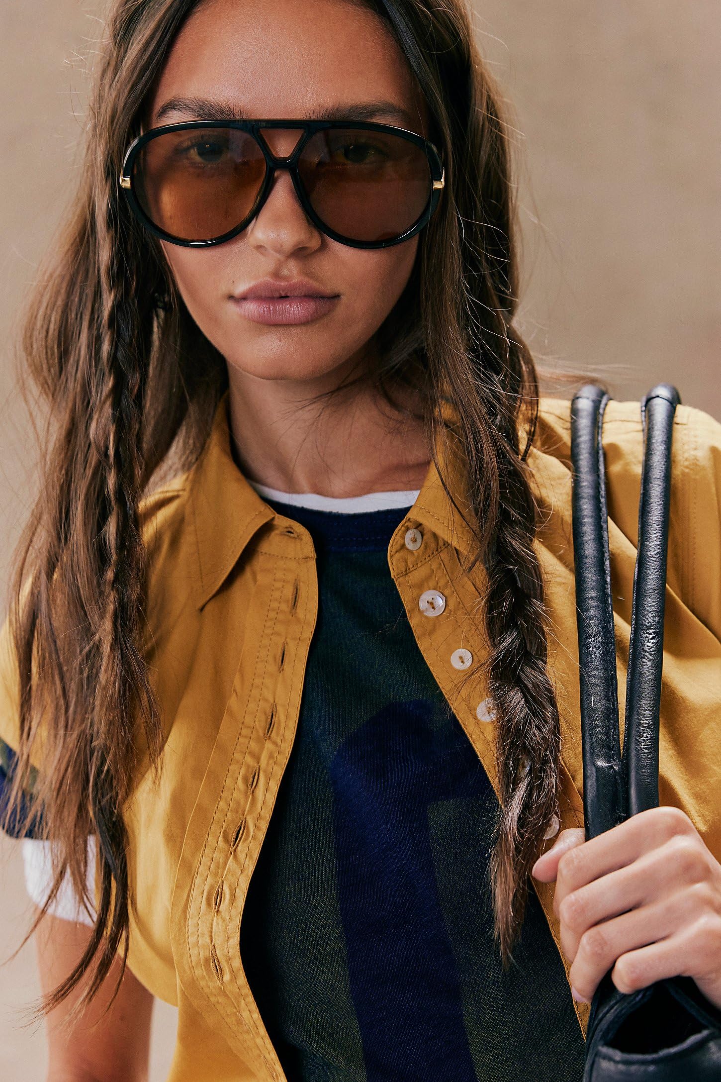 GUVIVI Retro Gold Aviator Sunglasses for Women Men, 2026 Metal Oversized 70s Aviators Black Vacation Beach Sun Glasses