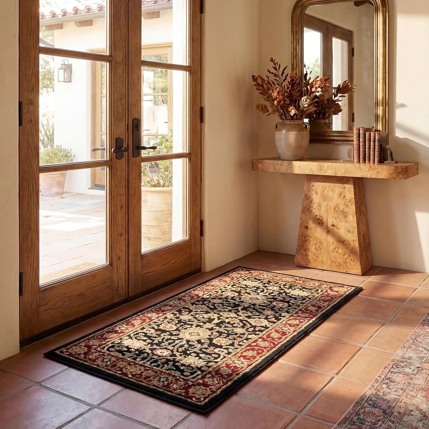 SAFAVIEH Lyndhurst Collection Area Rug - 5'3" x 7'6", Ivory & Red, Traditional Oriental Design, Non-Shedding & Easy Care, Ideal for High Traffic Areas in Living Room, Bedroom (LNH212K)