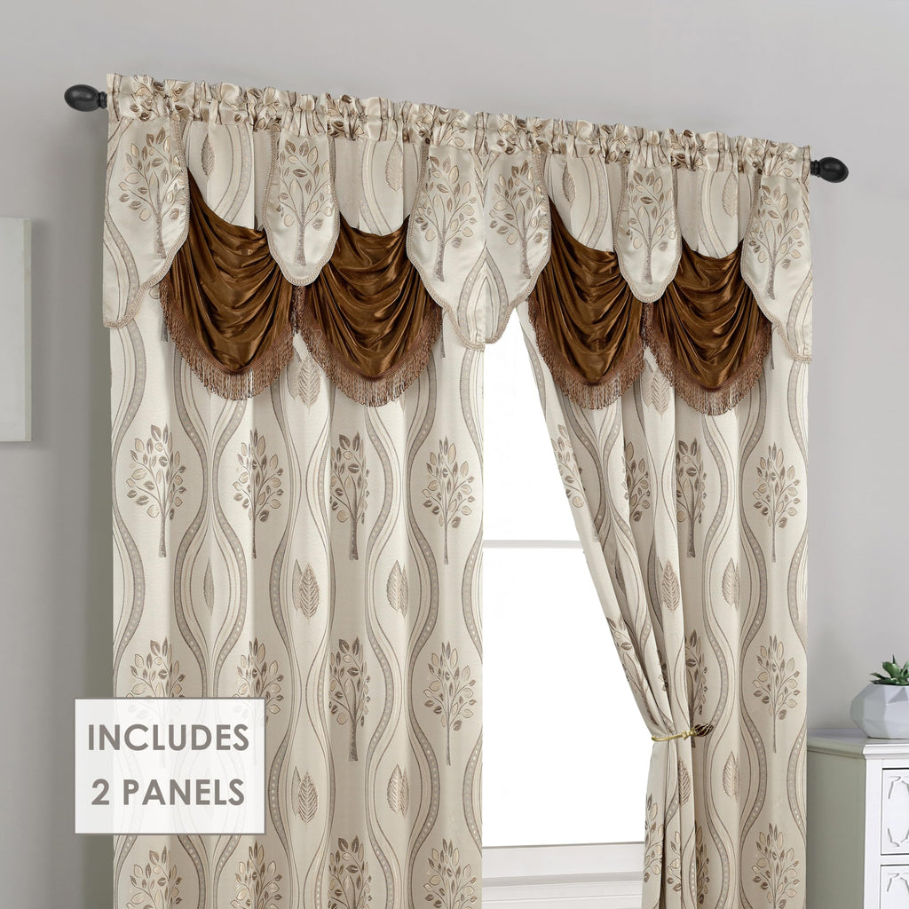 Elegant Comfort Luxurious Beautiful Curtain Panel Set with Attached Valance and Backing 54" X 84 inch (Set of 2), Navy Blue