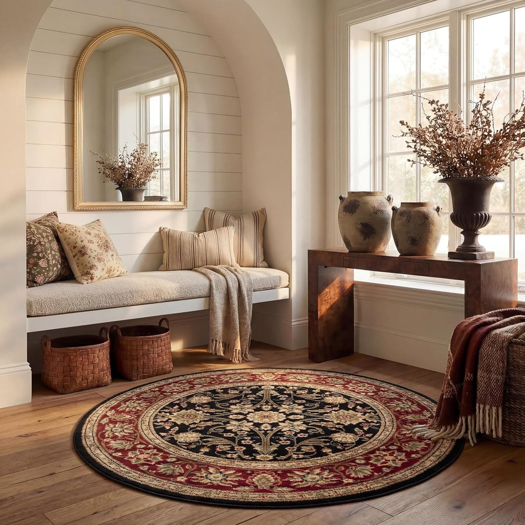SAFAVIEH Lyndhurst Collection Area Rug - 5'3" x 7'6", Ivory & Red, Traditional Oriental Design, Non-Shedding & Easy Care, Ideal for High Traffic Areas in Living Room, Bedroom (LNH212K)