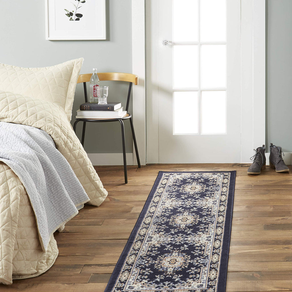 Home Dynamix Premium Sakarya Traditional Medallion Border Area Rug, Black, 21"x35" Rectangle