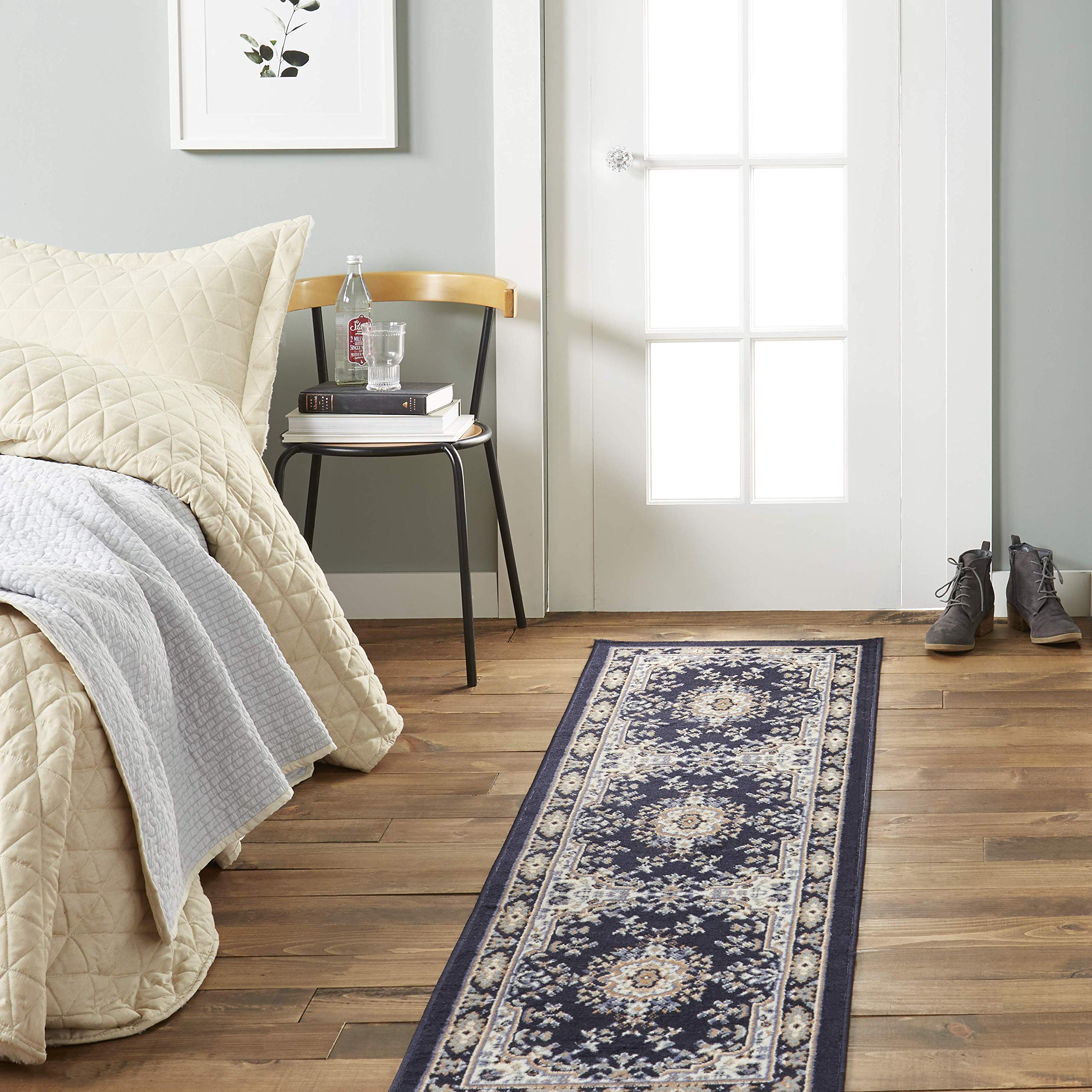 Home Dynamix Premium Sakarya Traditional Medallion Border Area Rug, Black, 21"x35" Rectangle