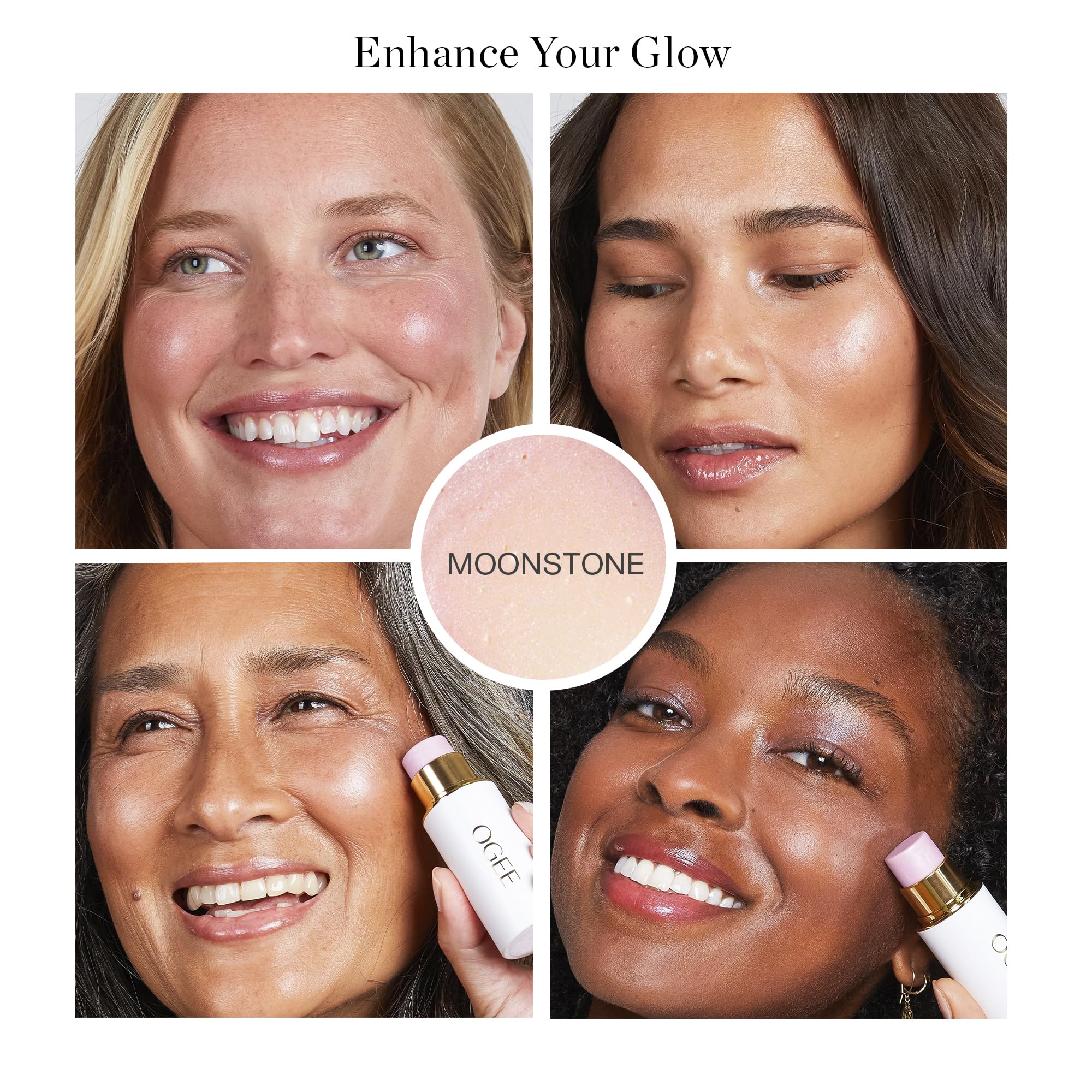 Ogee Sculpted Face Stick (MOONSTONE - ULTRAVIOLET SHEEN) Certified Organic Highlighter Makeup - Multi-Use Glow Highlighter Stick