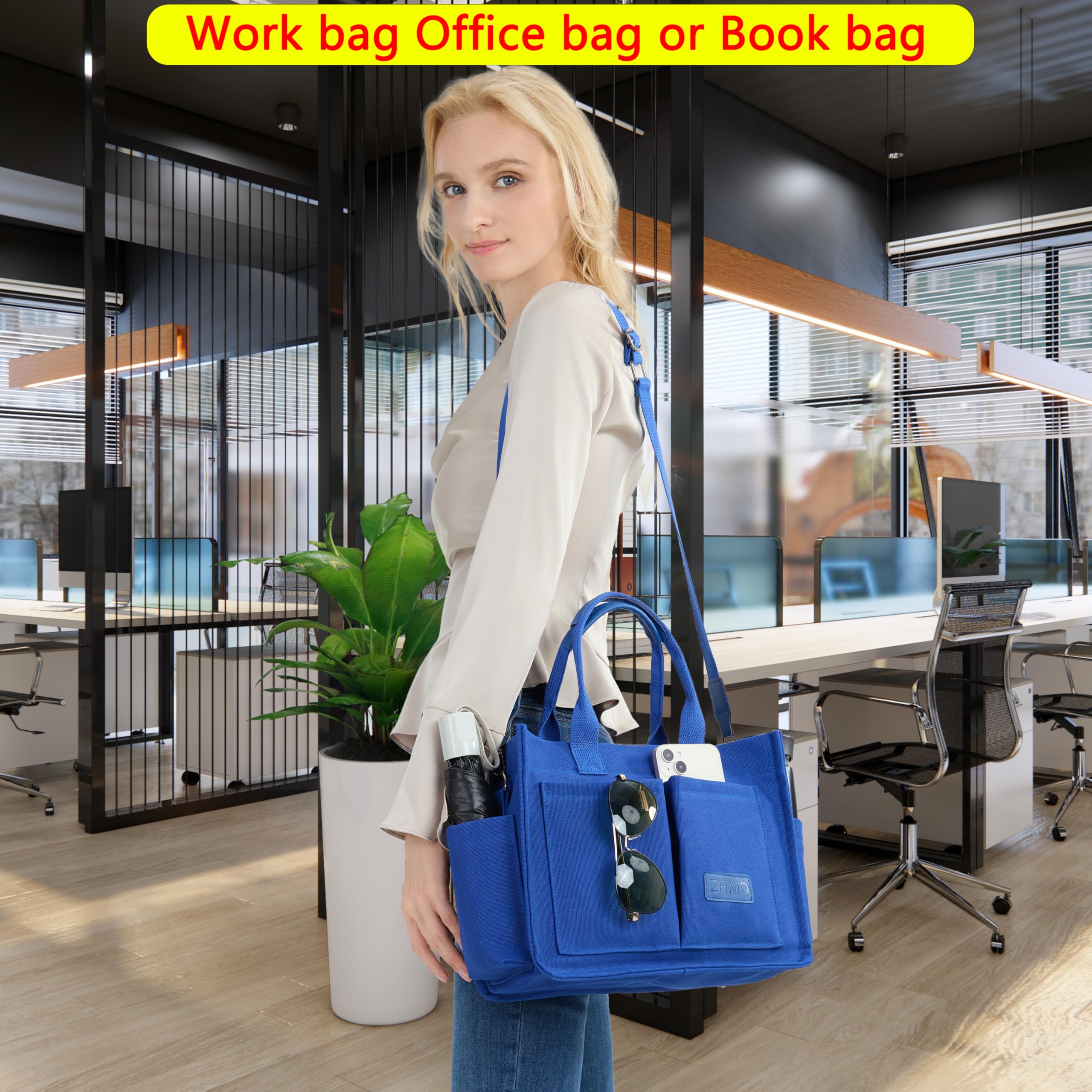 ZHMO Canvas Tote Bag for Women,Women's Bags Crossbody Bags Work Laptop Tote Bag Large Handbags Purse for Travel Nurse Teacher