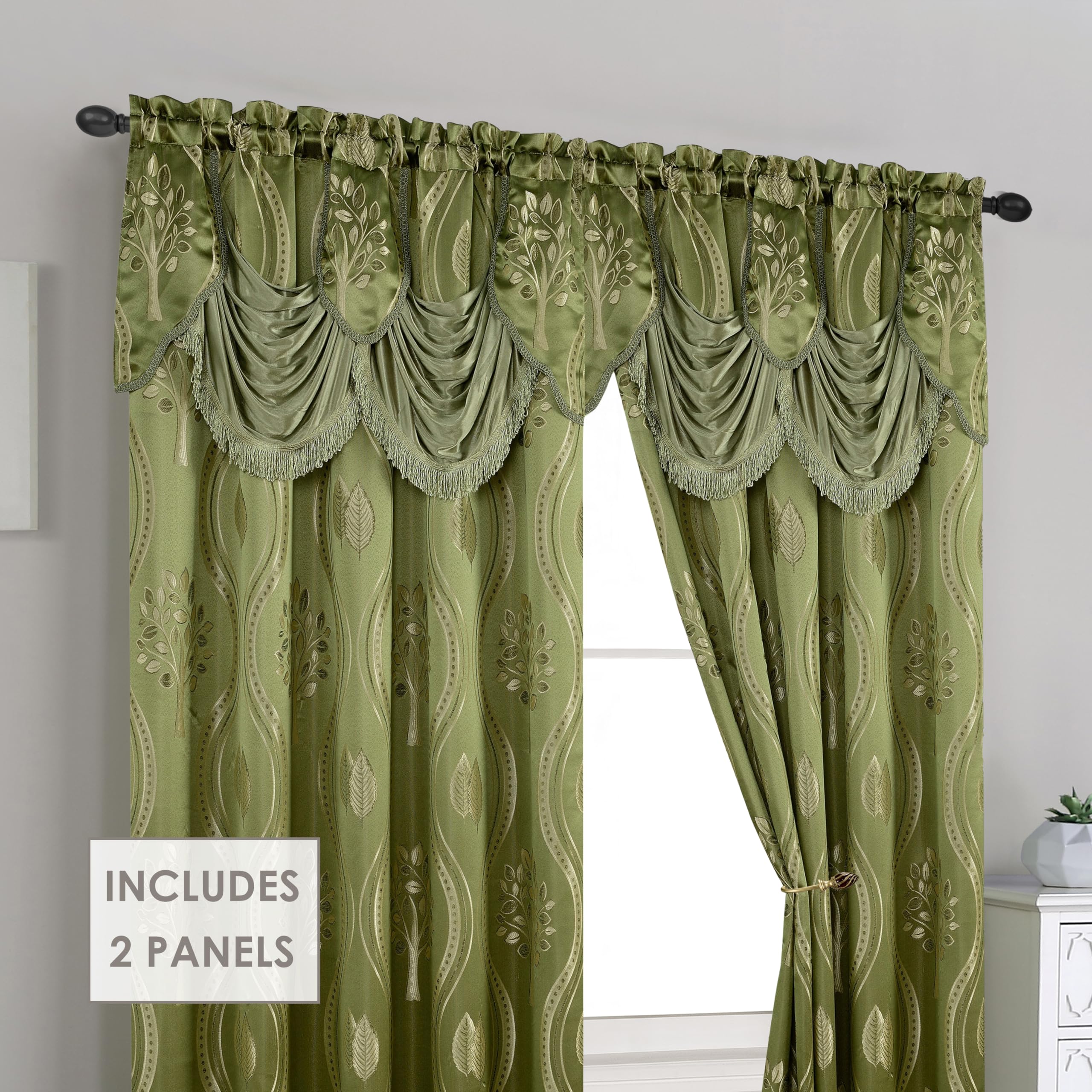 Elegant Comfort Luxurious Beautiful Curtain Panel Set with Attached Valance and Backing 54" X 84 inch (Set of 2), Navy Blue