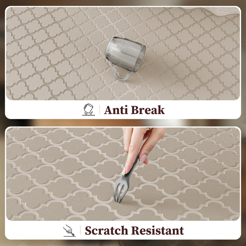Arenarug Upgrade Scalloped Embossed Kitchen Mats for Floor 2PCS Cushioned Anti Fatigue Waterproof Foam Kitchen Rugs Non Slip Washable Comfort Standing Mat for Office Sink Laundry, Black