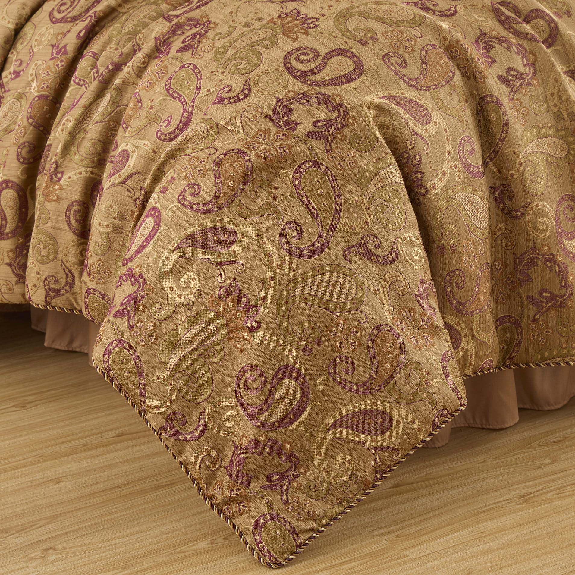 Chezmoi Collection Adelle 7-Piece Paisley Jacquard Embroidered Comforter Bedding Set, King Size