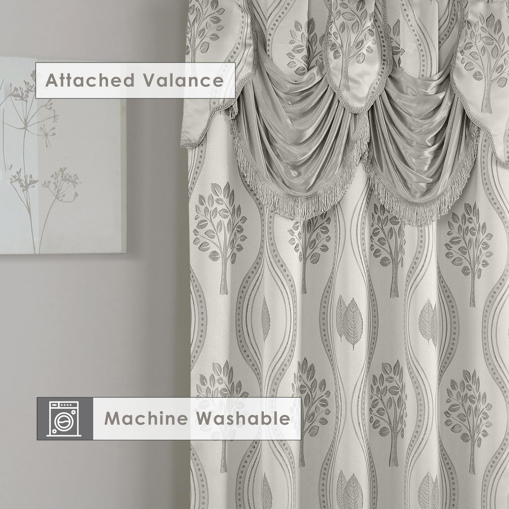 Elegant Comfort Luxurious Beautiful Curtain Panel Set with Attached Valance and Backing 54" X 84 inch (Set of 2), Navy Blue