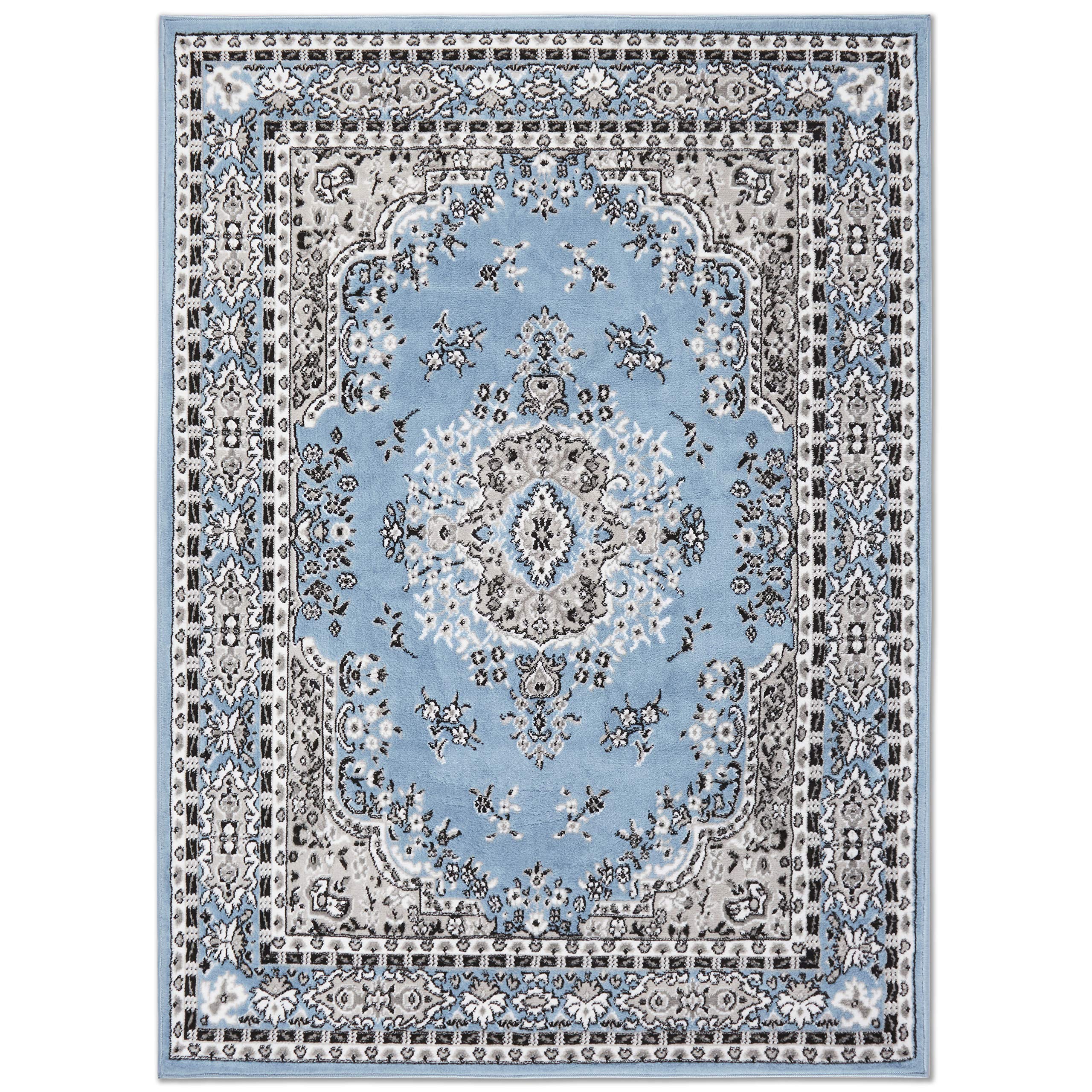 Home Dynamix Premium Sakarya Traditional Medallion Border Area Rug, Black, 21"x35" Rectangle