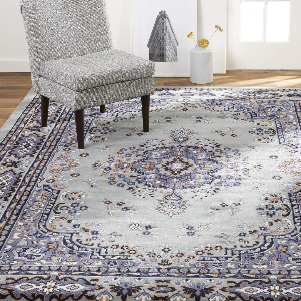 Home Dynamix Premium Sakarya Traditional Medallion Border Area Rug, Black, 21"x35" Rectangle