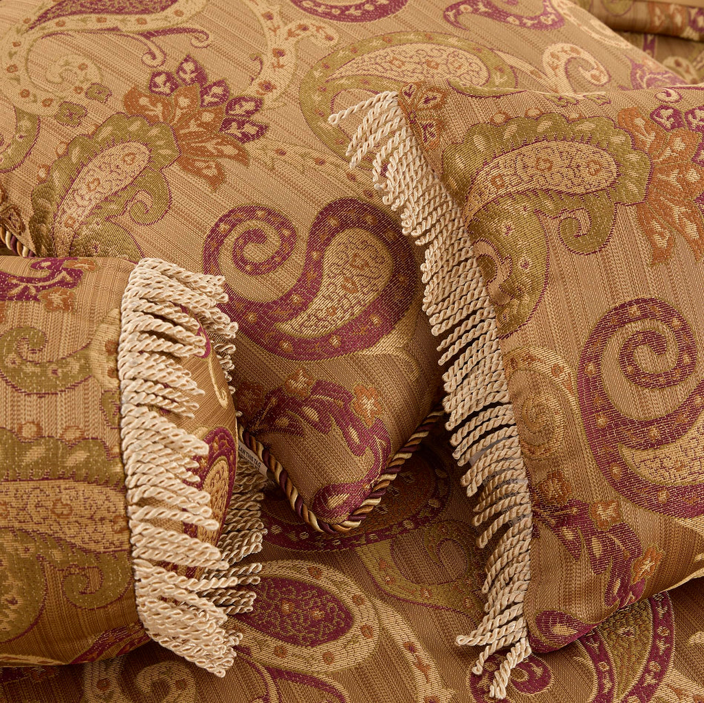 Chezmoi Collection Adelle 7-Piece Paisley Jacquard Embroidered Comforter Bedding Set, King Size