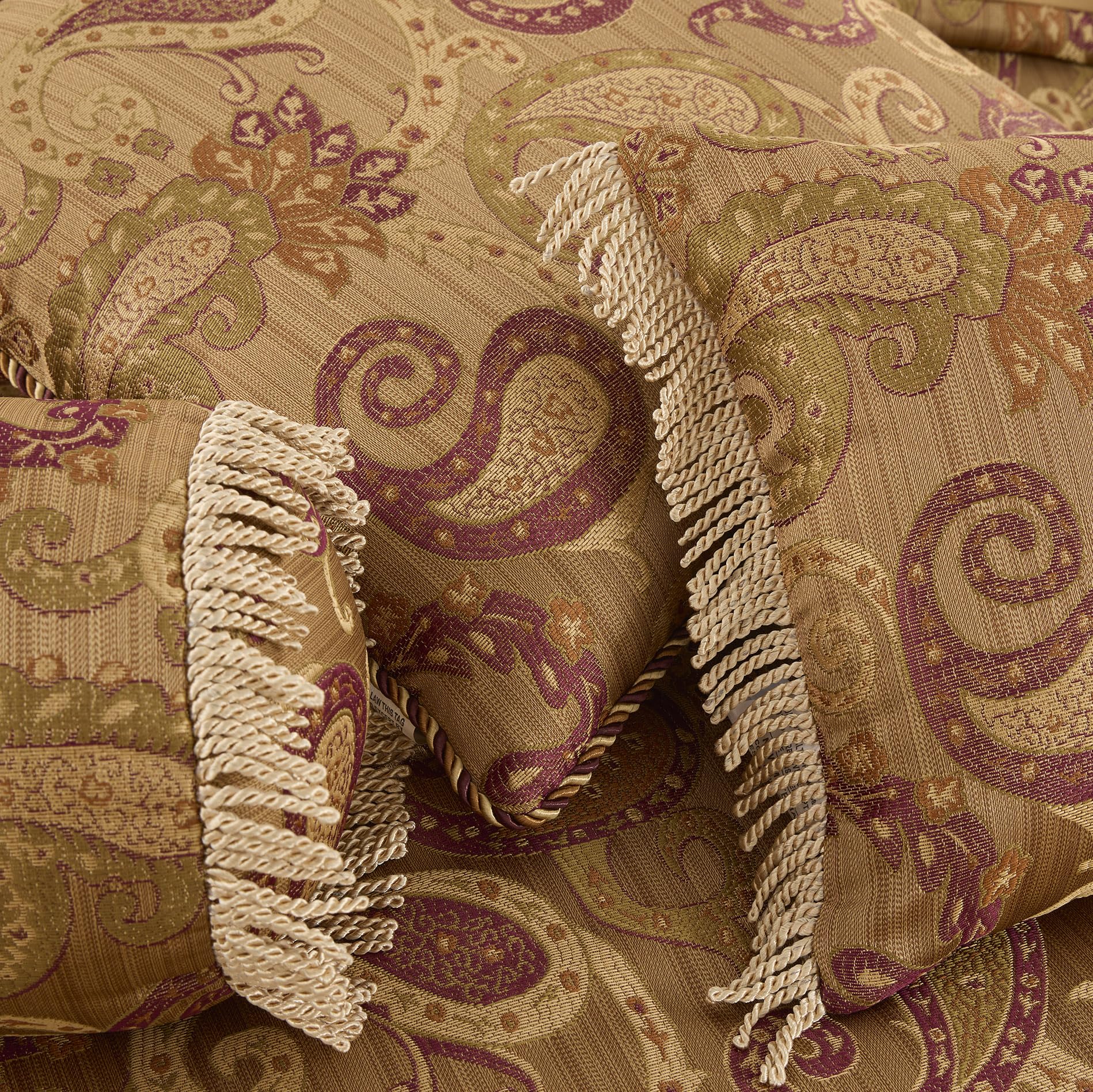Chezmoi Collection Adelle 7-Piece Paisley Jacquard Embroidered Comforter Bedding Set, King Size