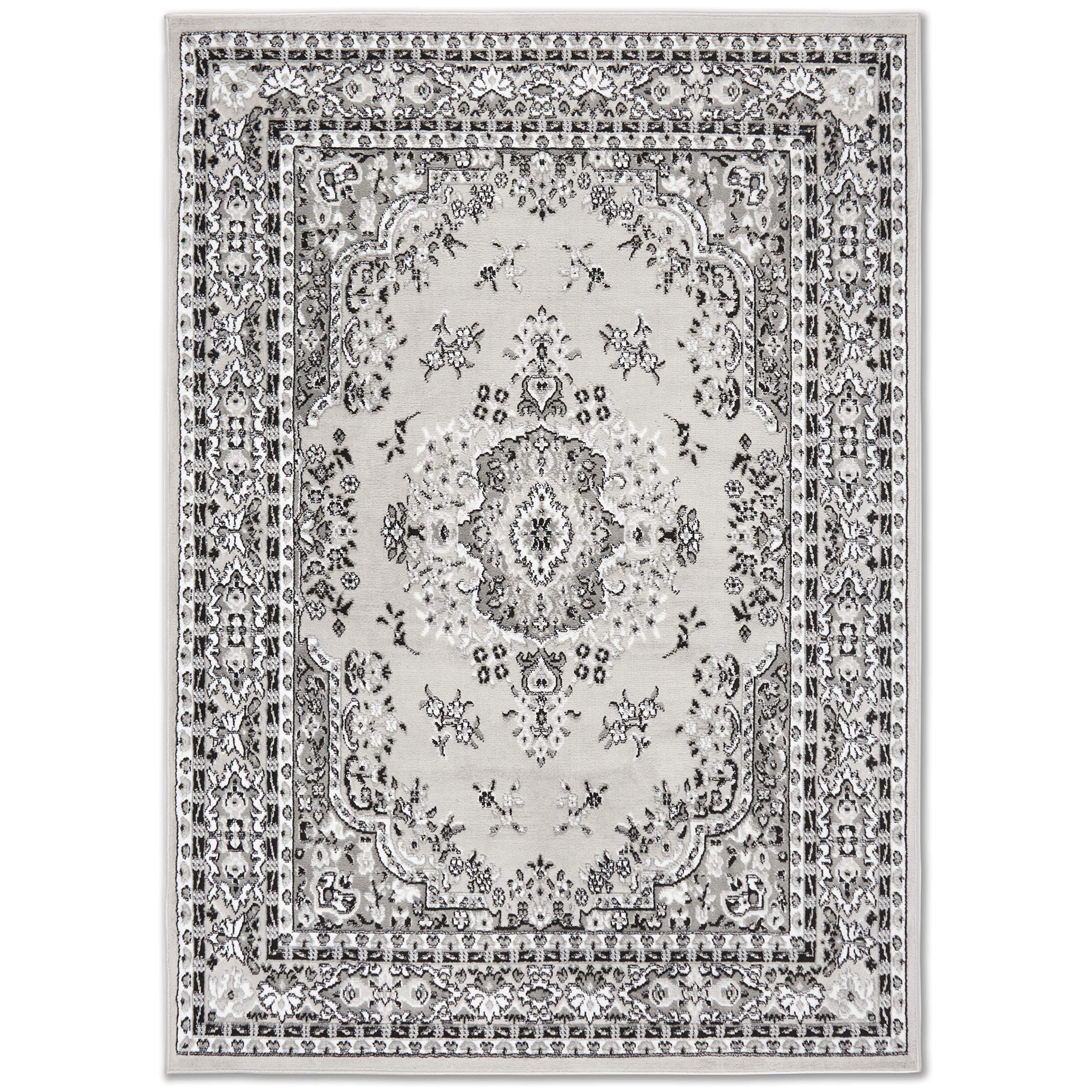 Home Dynamix Premium Sakarya Traditional Medallion Border Area Rug, Black, 21"x35" Rectangle