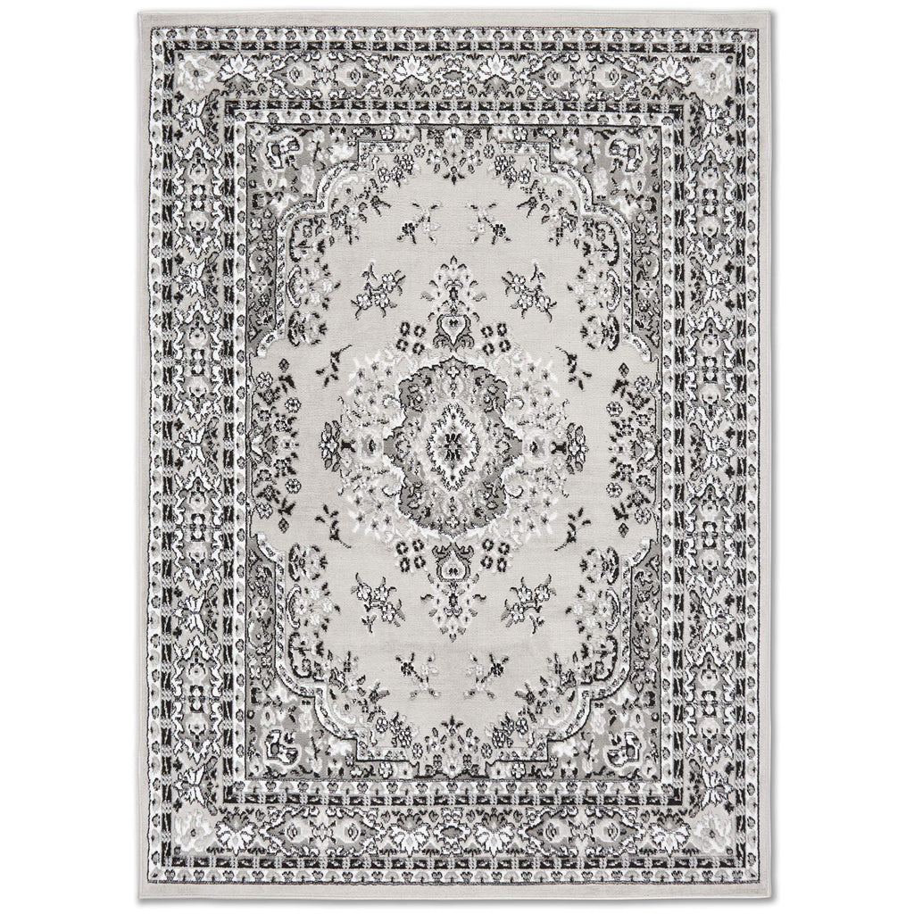 Home Dynamix Premium Sakarya Traditional Medallion Border Area Rug, Black, 21"x35" Rectangle